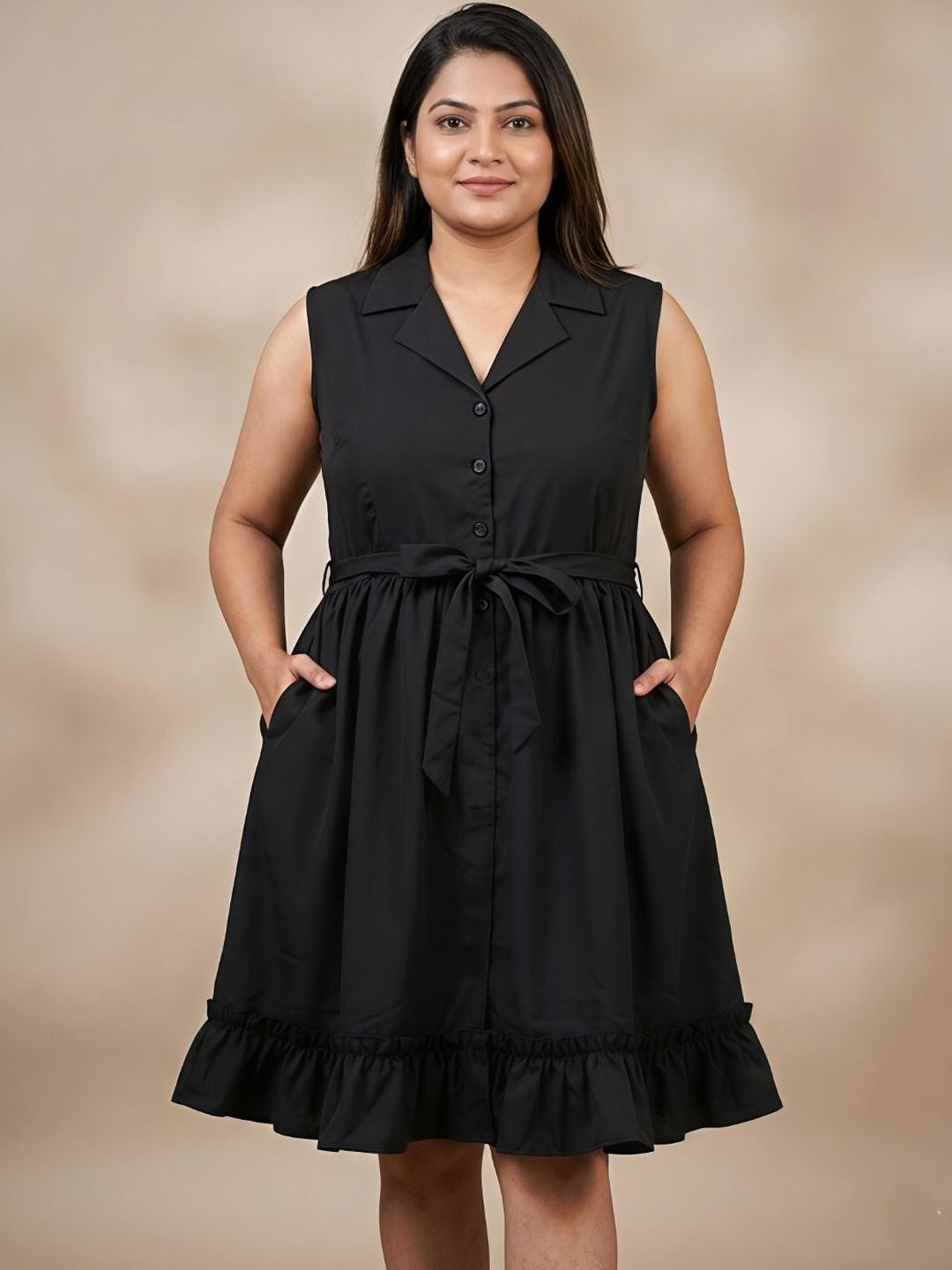 Black Solid Fit And Flare Dress - Buy Black Solid Fit And Flare Dress  online in India