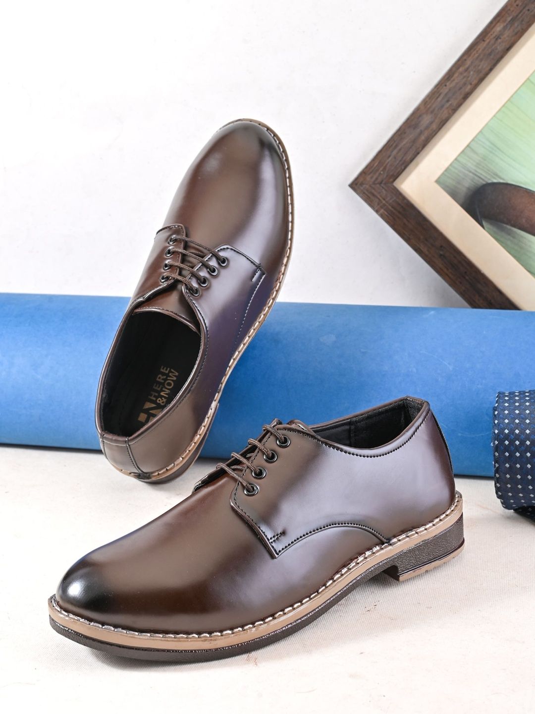 HERE&NOW Men Round Toe Lace-Ups Formal Derbys