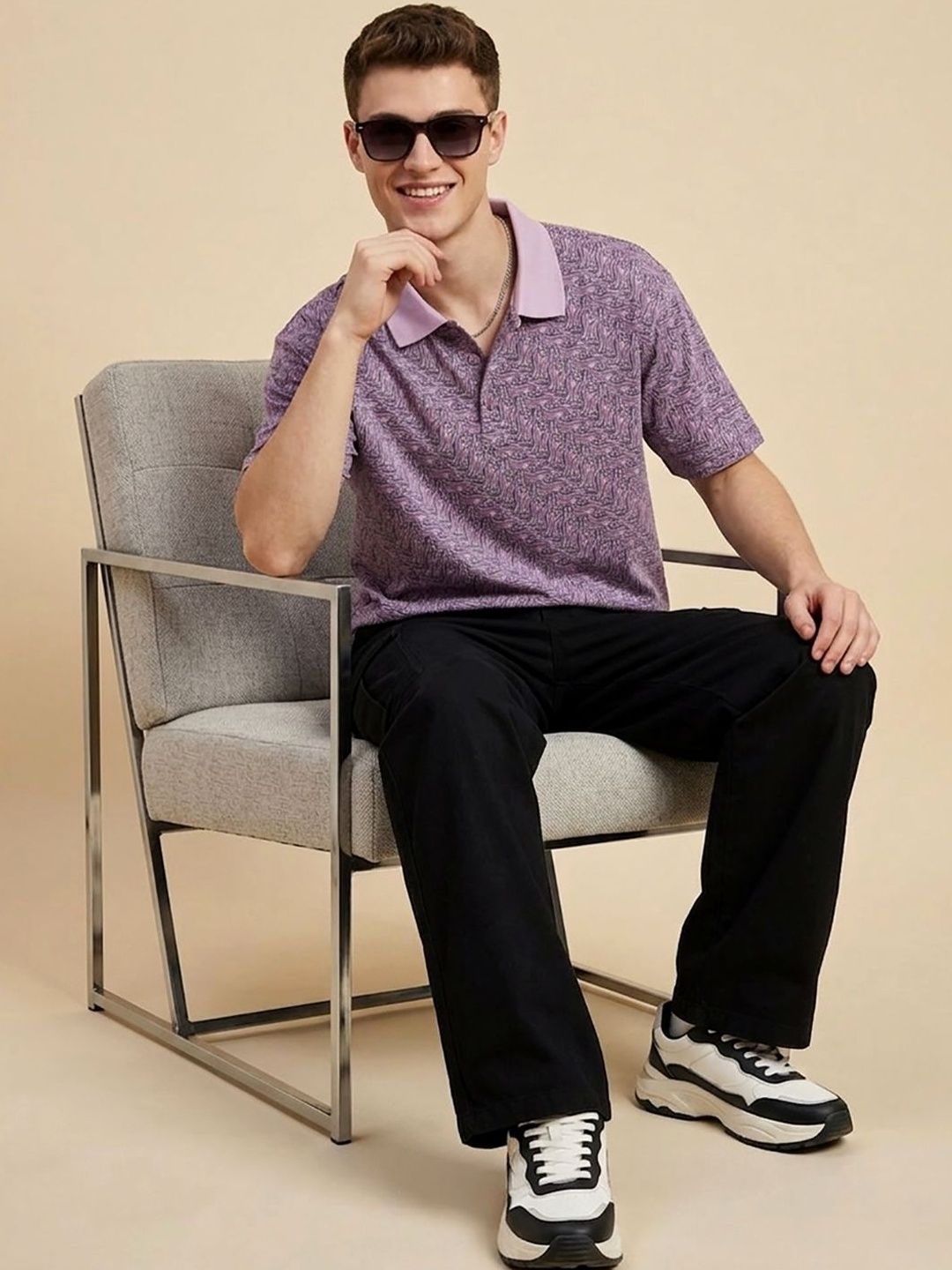 Mast & Harbour Men Printed Polo Collar T-shirt