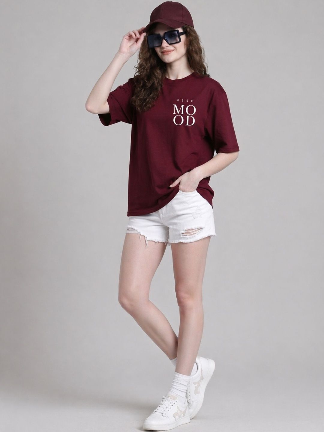 The Roadster Lifestyle Co Printed Pure Cotton Round Neck Oversized Tshirt