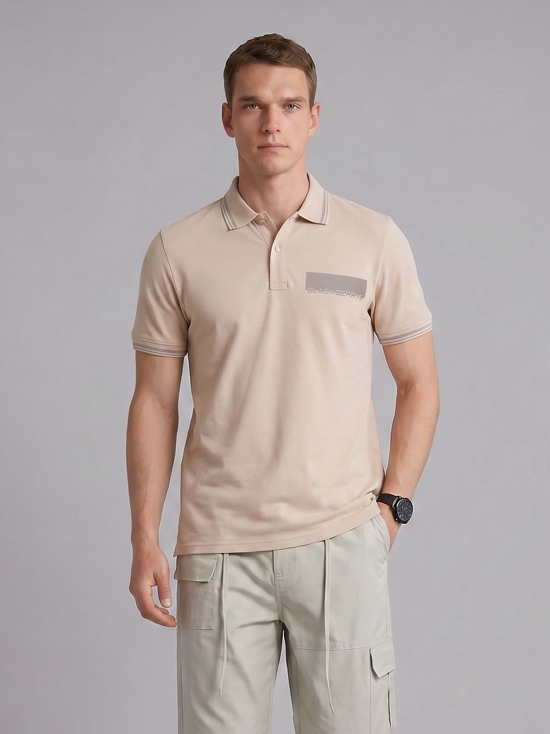 Blackberrys Brand Logo Polo Collar T-Shirt