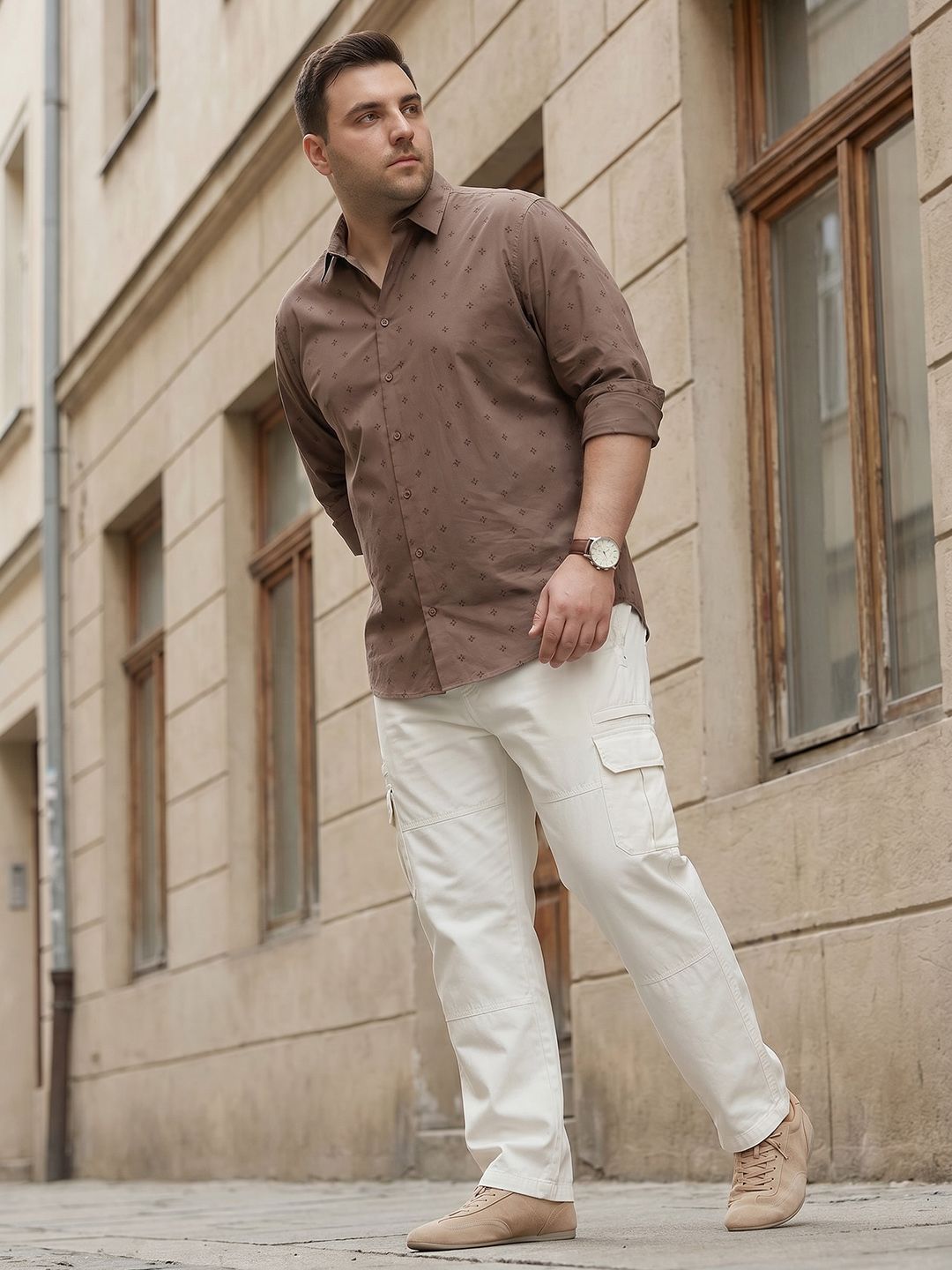 Sztori Plus Size Printed Pure Cotton Casual Shirt