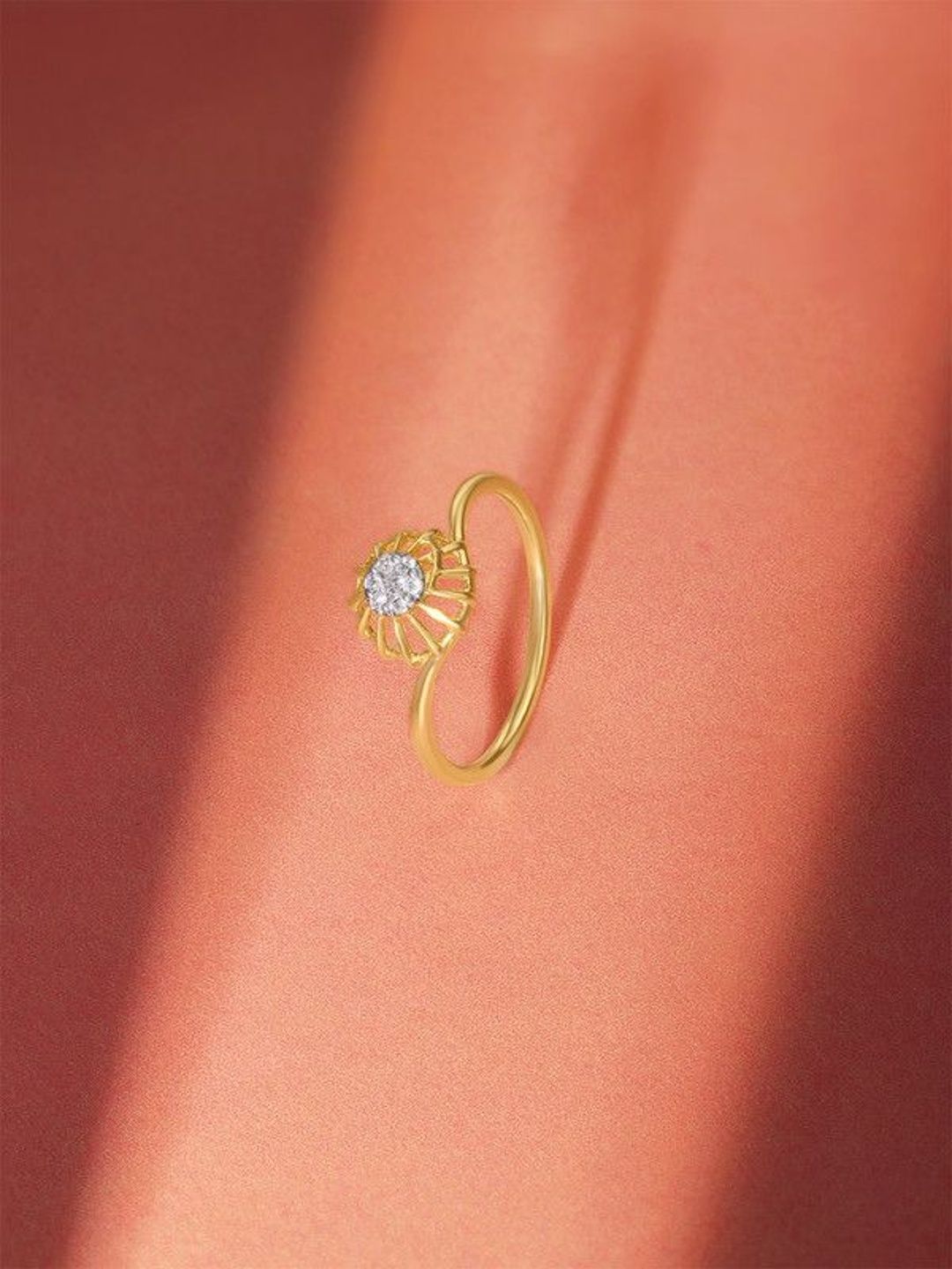 Mia by Tanishq 14 KT Gold 0.0126 CT Diamond Studded Ring-1.343 g