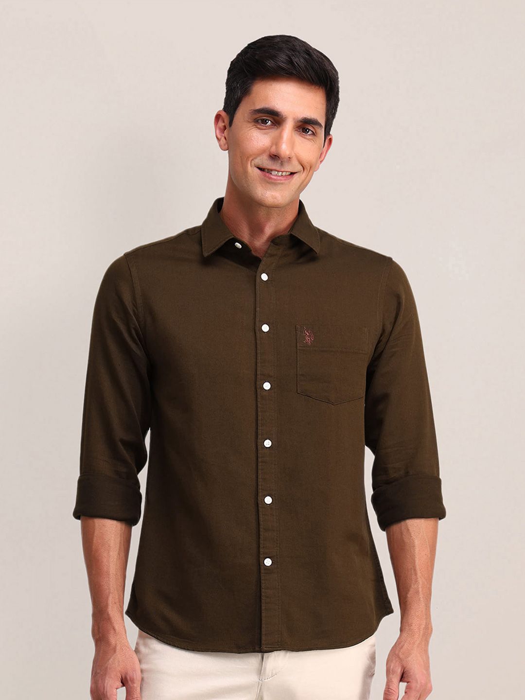 U.S. Polo Assn. Tailored Fit Cotton Linen Casual Shirt