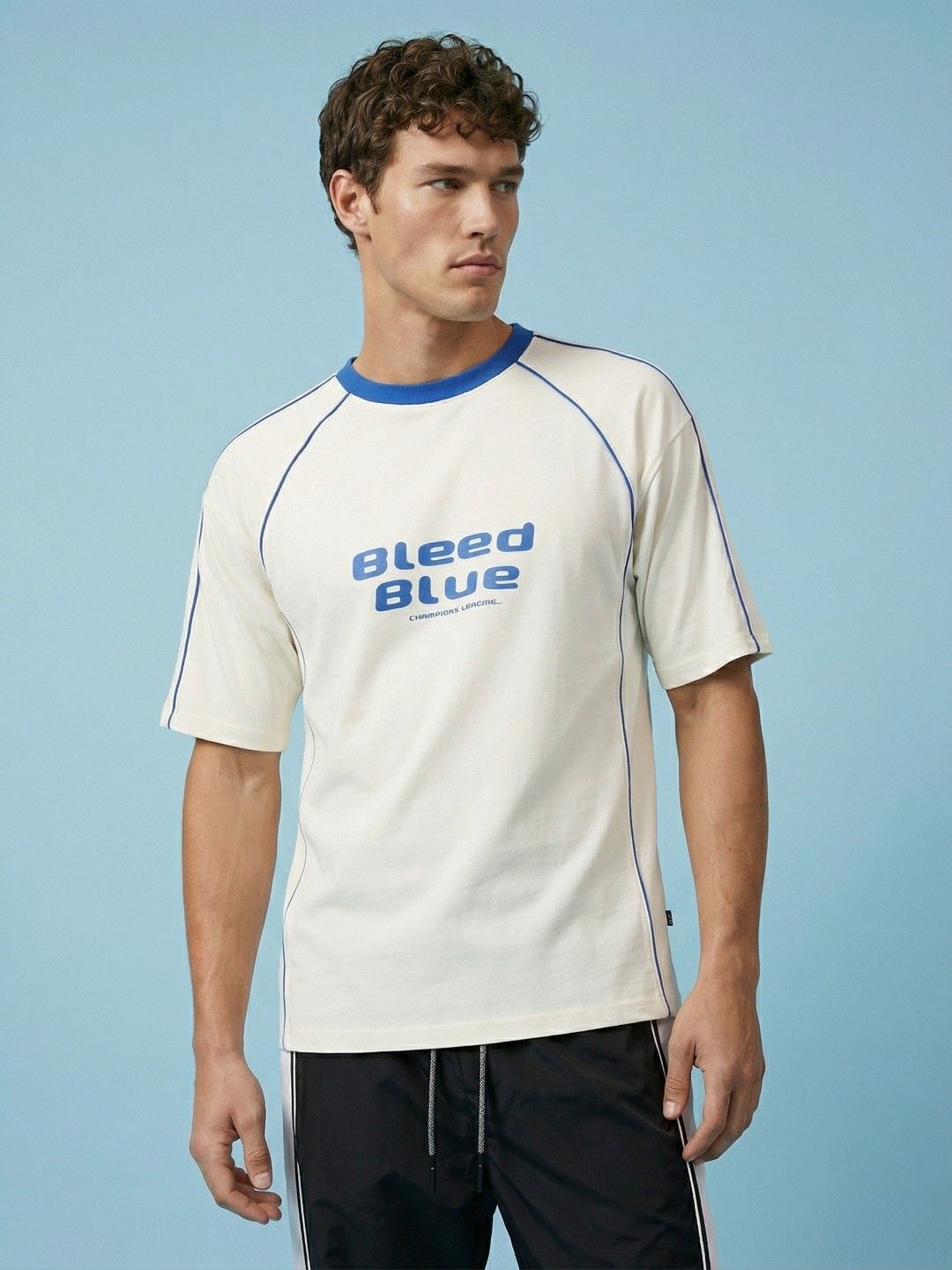 SPORT STREET by glitchez Pure Cotton Printed Drop-Shoulder Sleeves Oversized T-shirt