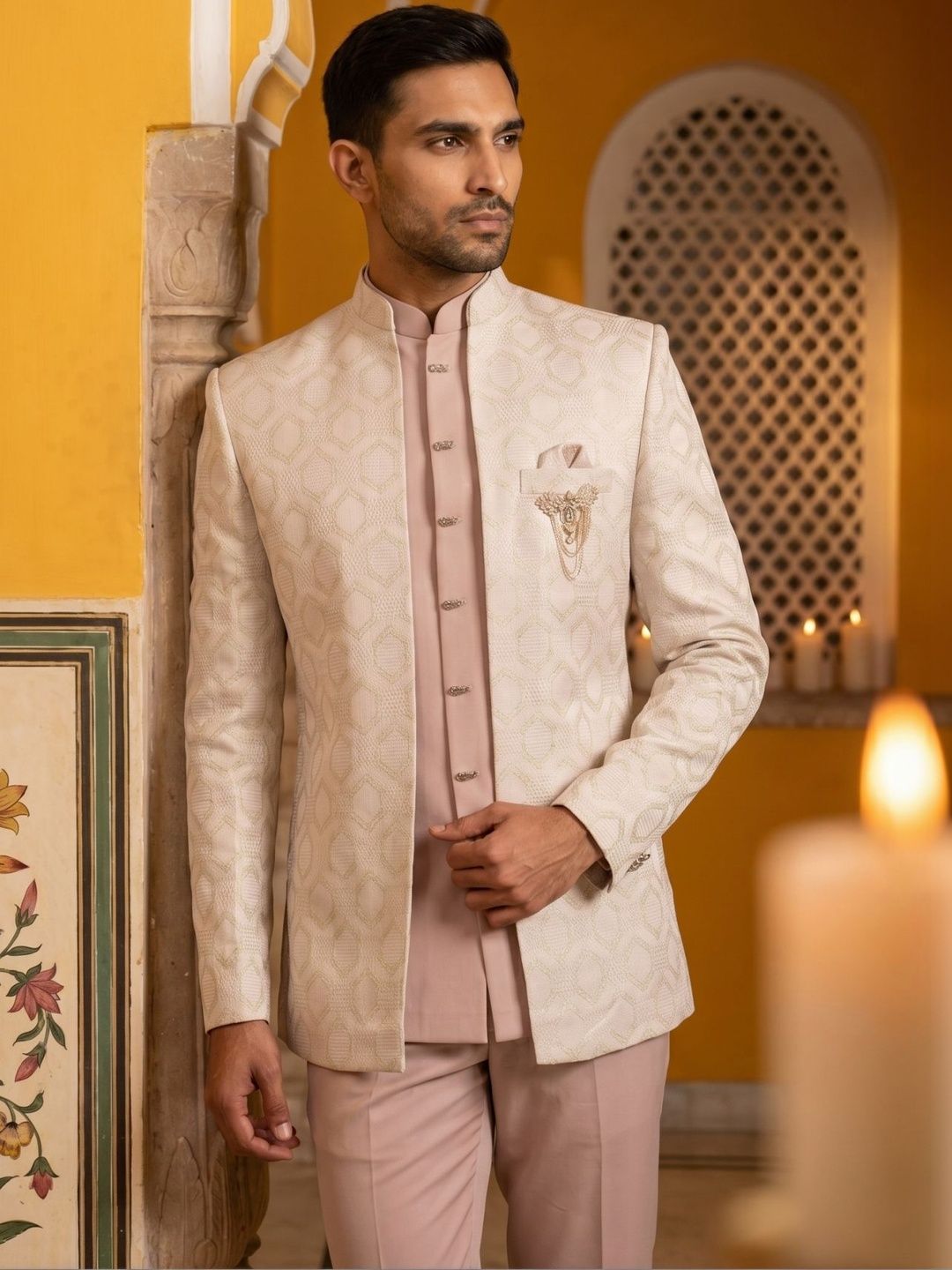 Jompers Jacquard Ethnic Indo-Western Set