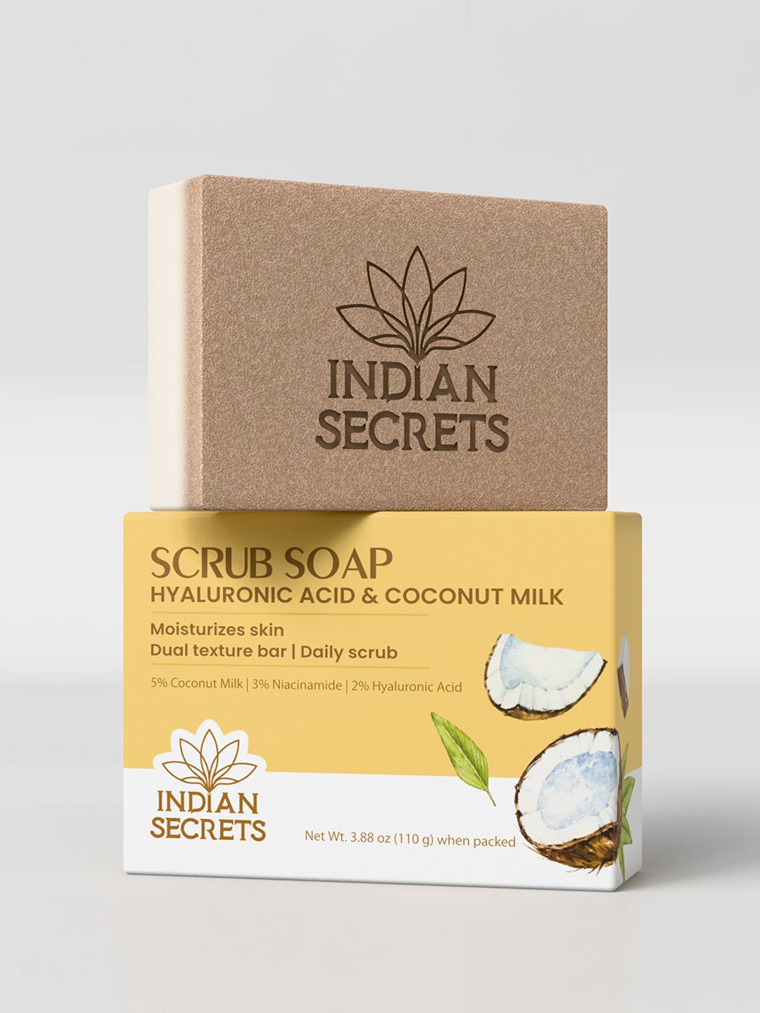 Indian Secrets Hyaluronic Acid & Coconut Milk Scrub Soap - 110 g
