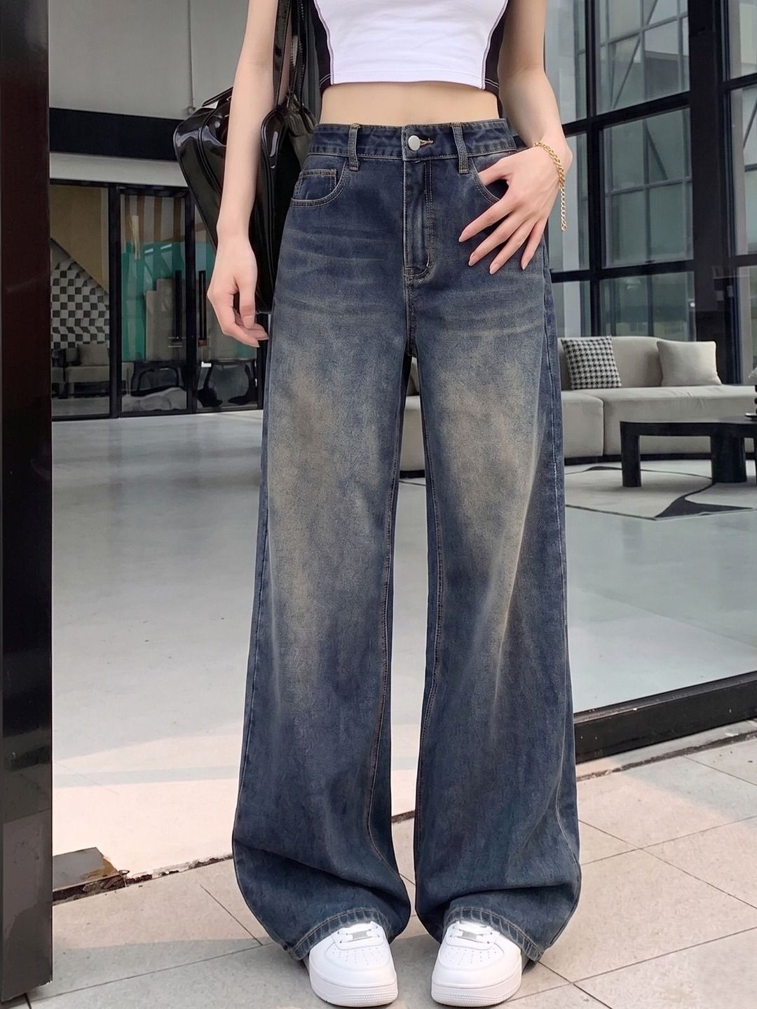 zayla zayla Women Jean Flared High-Rise Heavy Fade Jeans