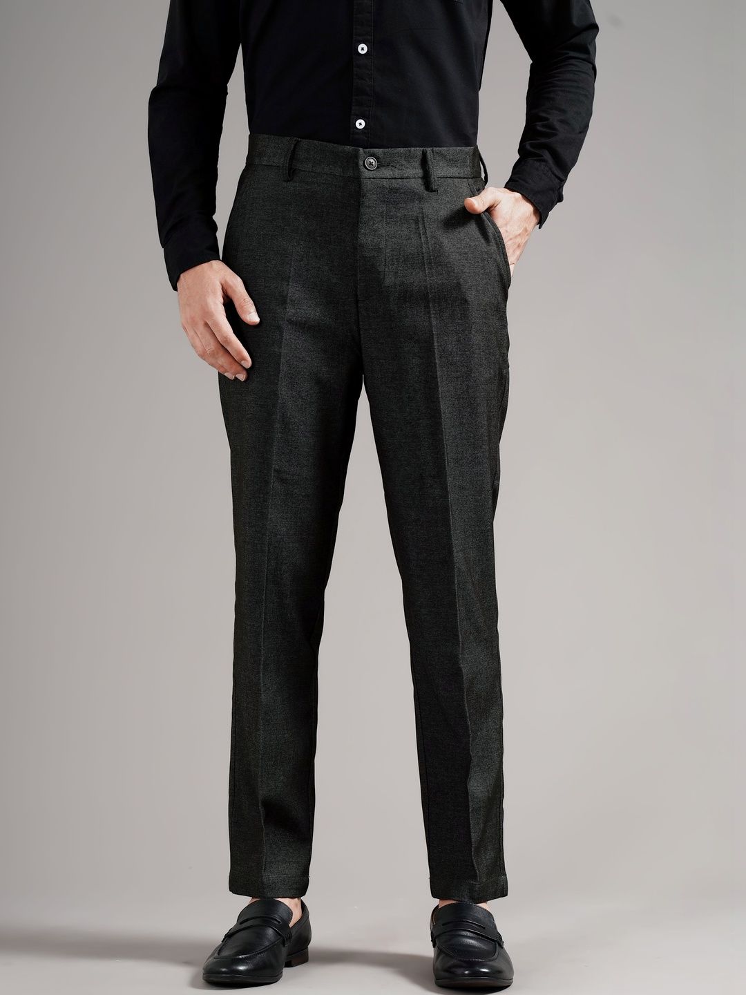 British Club Men Tailored Straight Fit Low-Rise Trousers