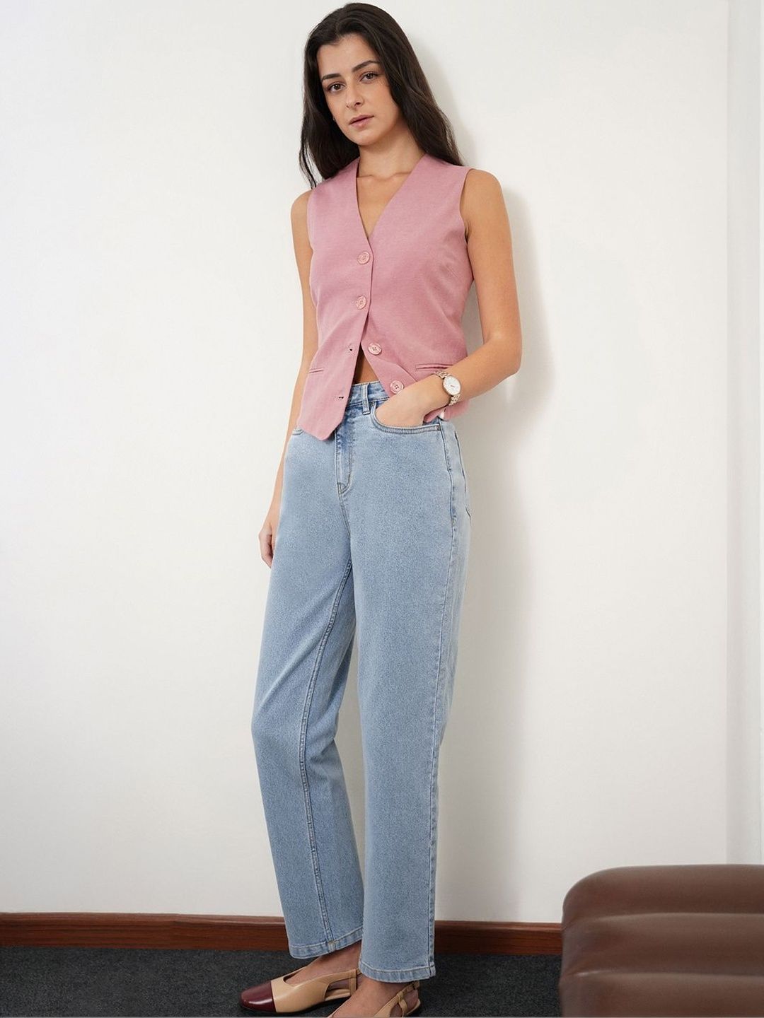 Women High-Rise Jeans FABLE STREET Women High-Rise Low Distress Stretchable Jeans