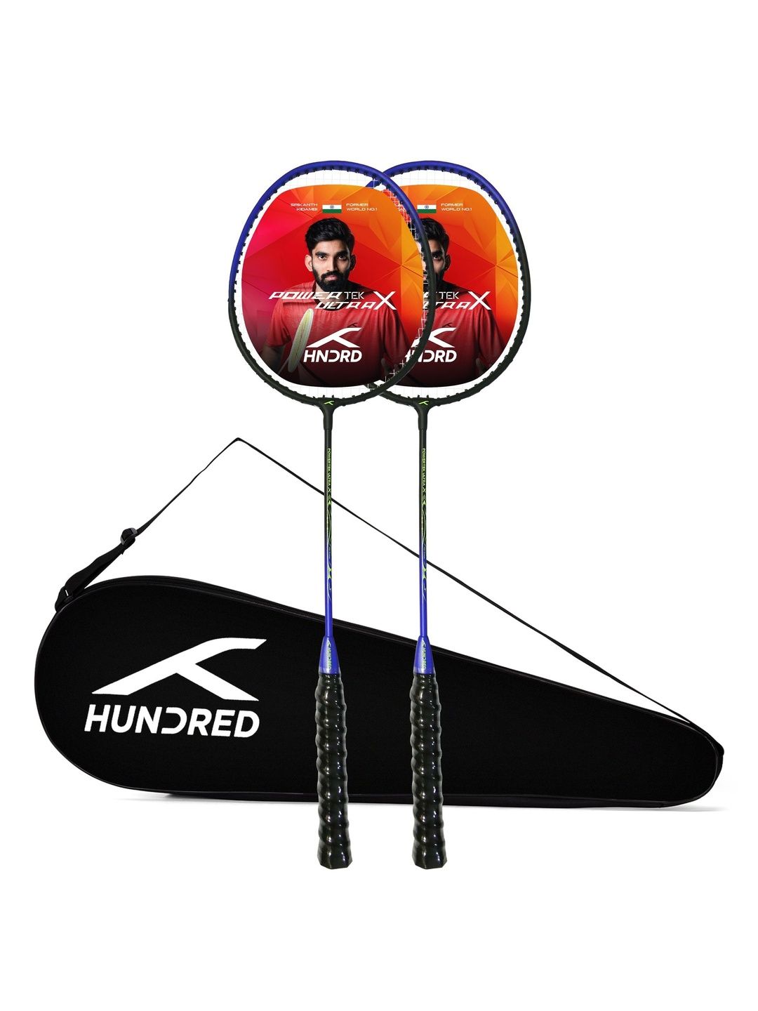 Hundred Set of 2 Powertek Ultra Strung Badminton Racket