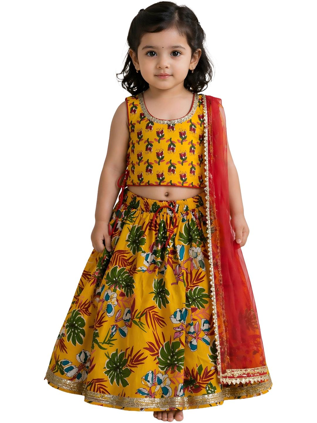 Arshia Fashions Girls Printed Ready to Wear Lehenga & Blouse With Dupatta