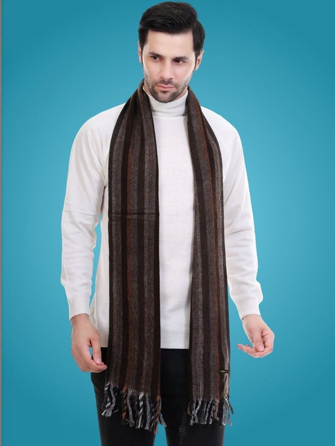 Pick Ur Needs Men Striped Merino Wool Mufflers