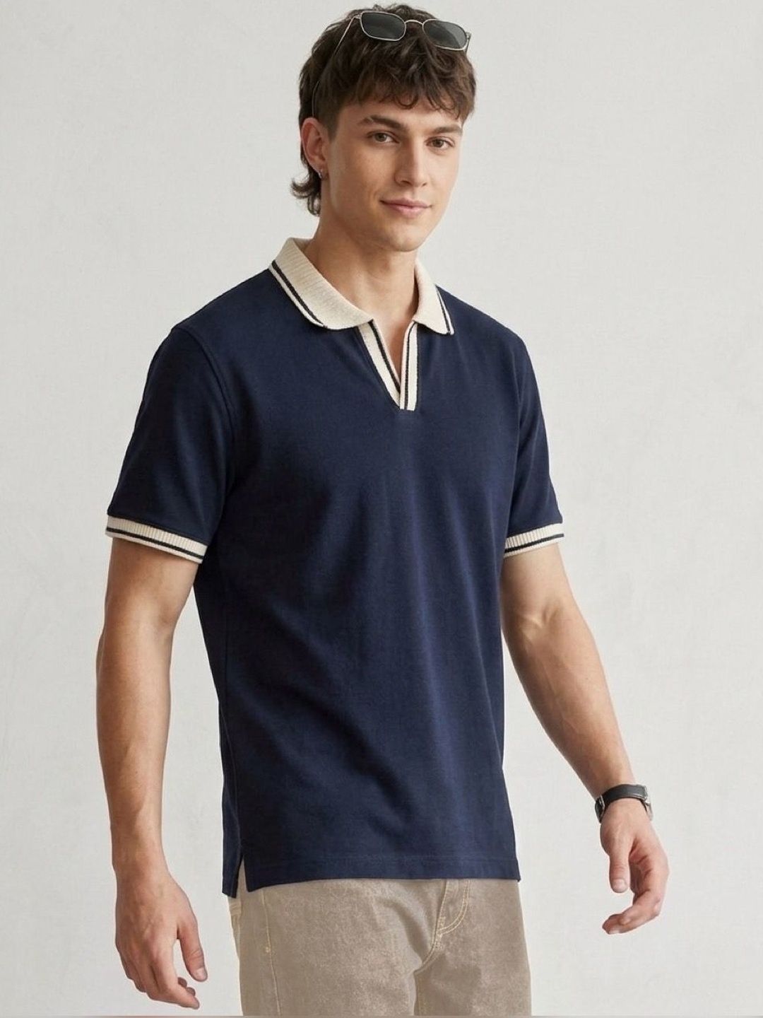 STEVE STATUS Men Polo Collar T-shirt
