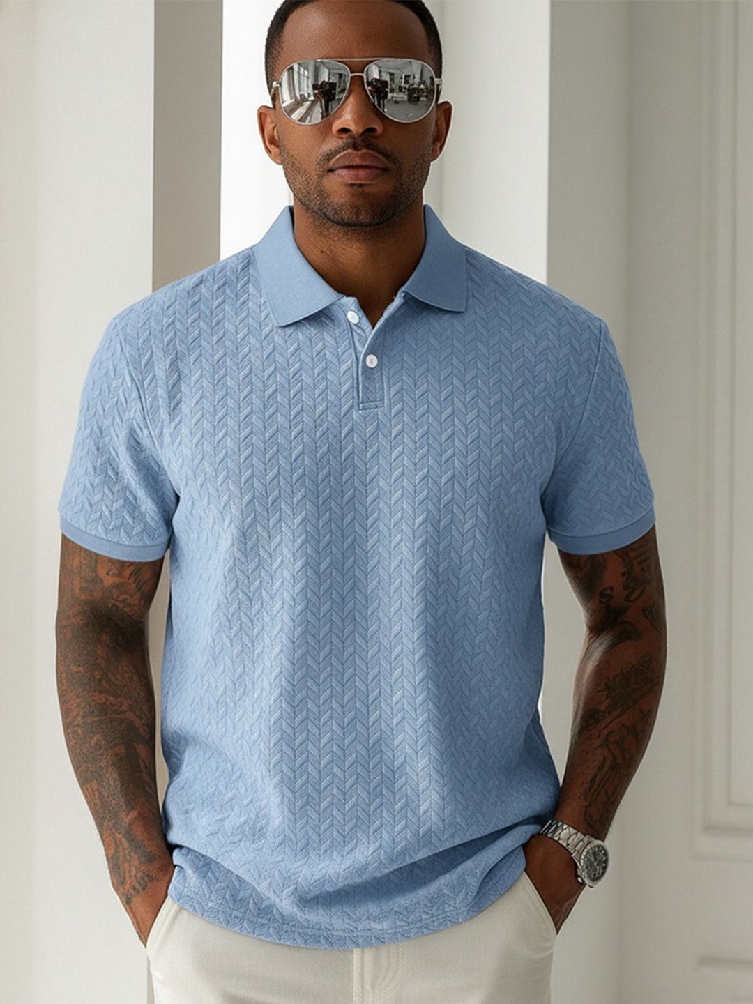 R.Code by The Roadster Life Co. Men Polo Collar T-shirt
