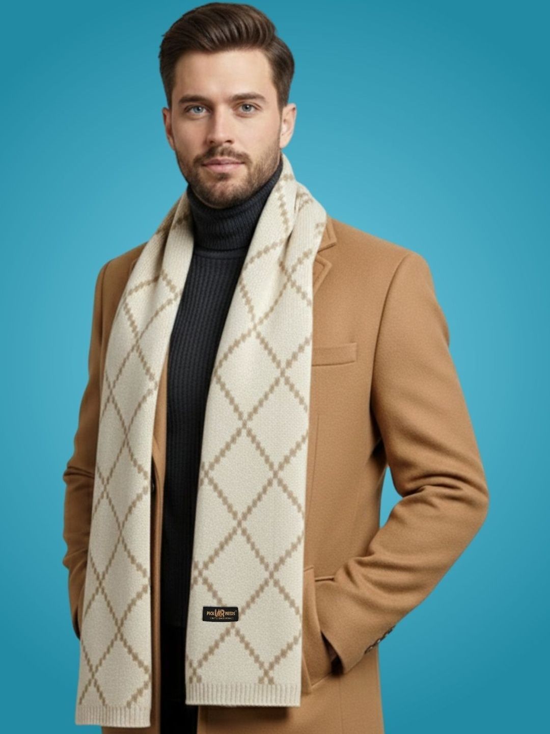 Pick Ur Needs Men Patterned Merino Wool Mufflers