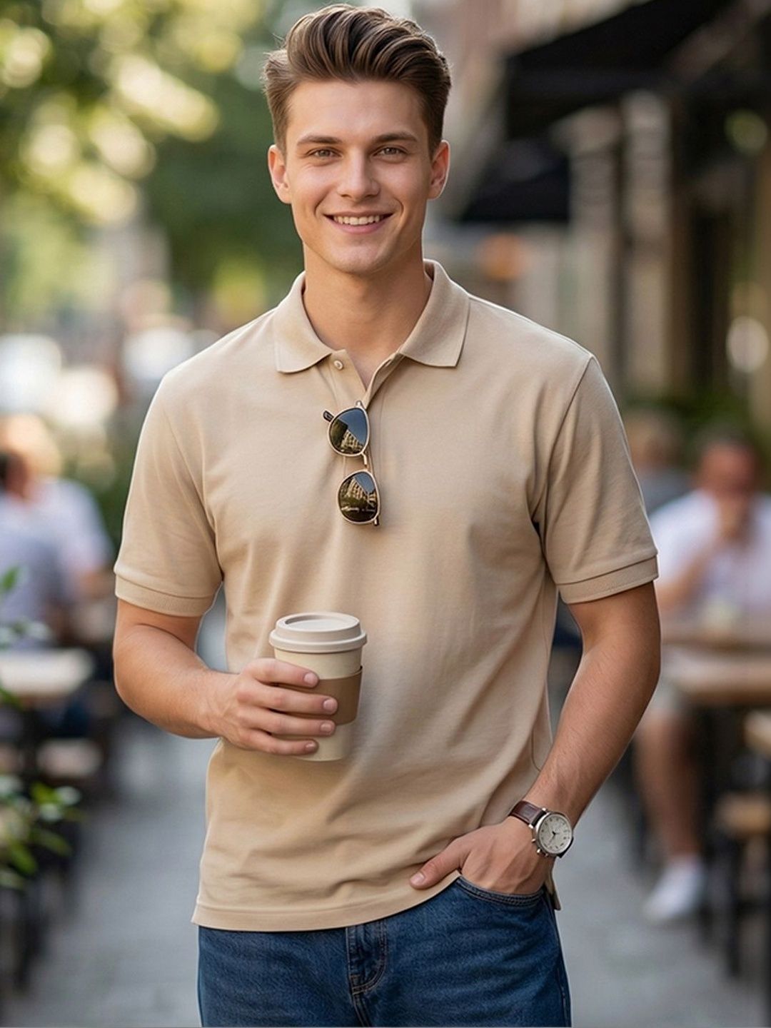ALWAYS SHINE Men Polo Collar T-shirt