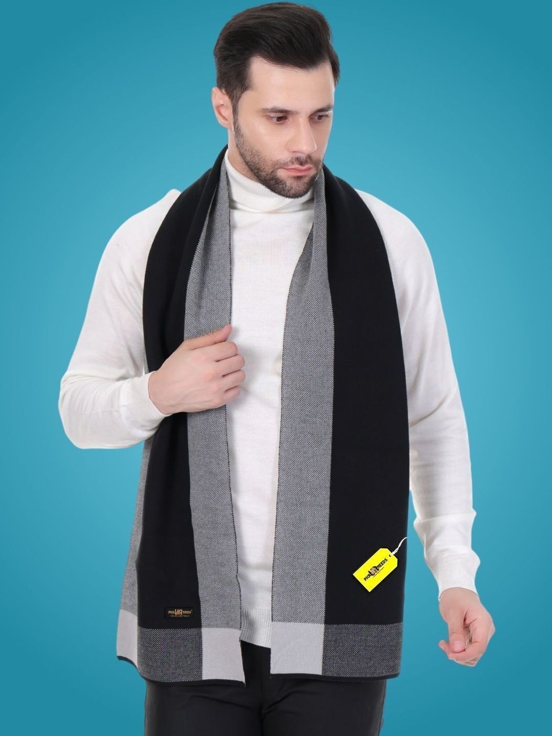 Pick Ur Needs Men Striped Merino Wool Mufflers