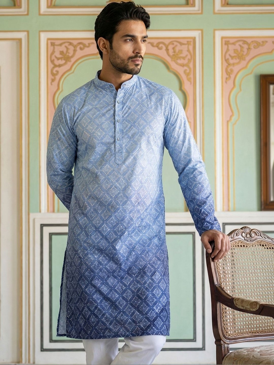 Jompers Men Geometric Printed Kurta