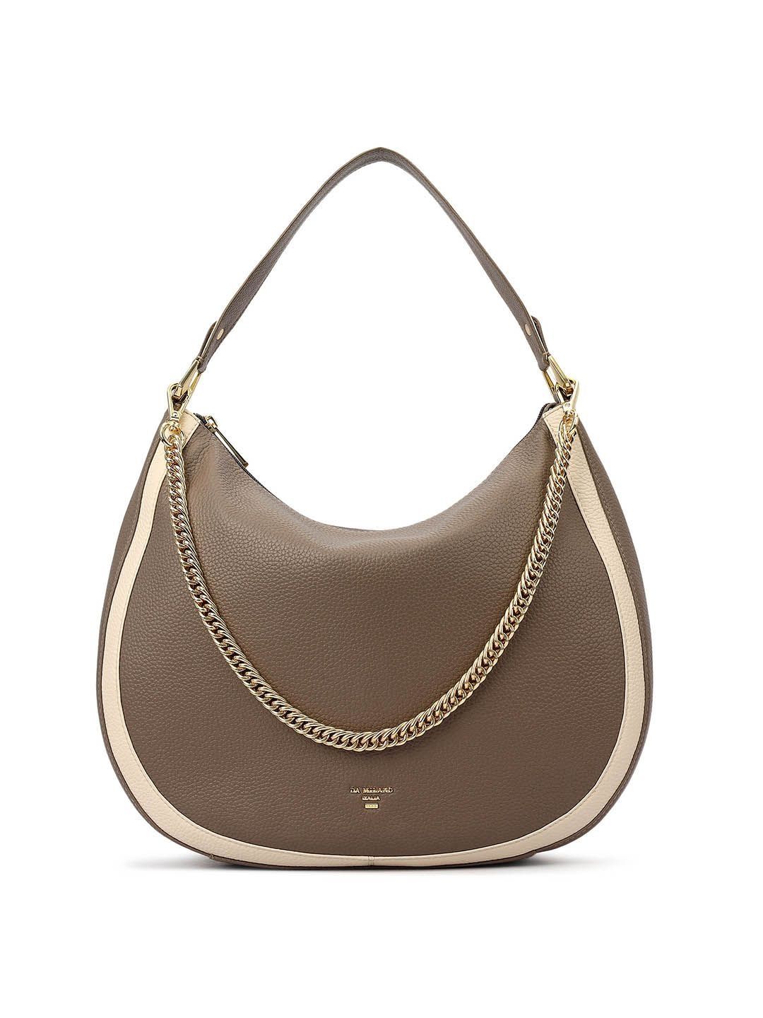 Leather Half Moon Hobo Bag Da Milano Colourblocked Leather Half Moon Hobo Bag