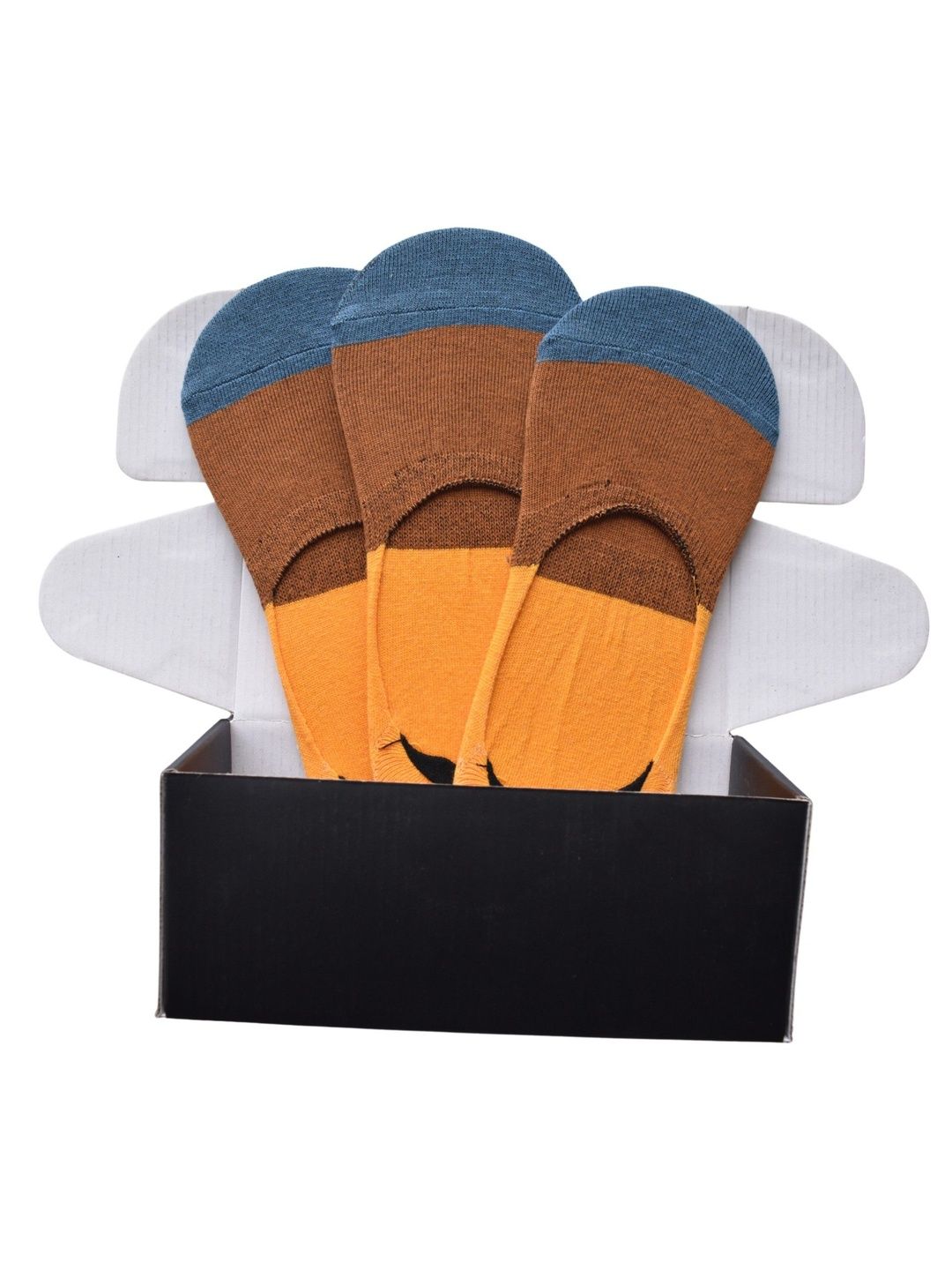 Milk&Whisky Men Pack of 3 Cotton Assorted Colourblocked Shoe Liners Socks