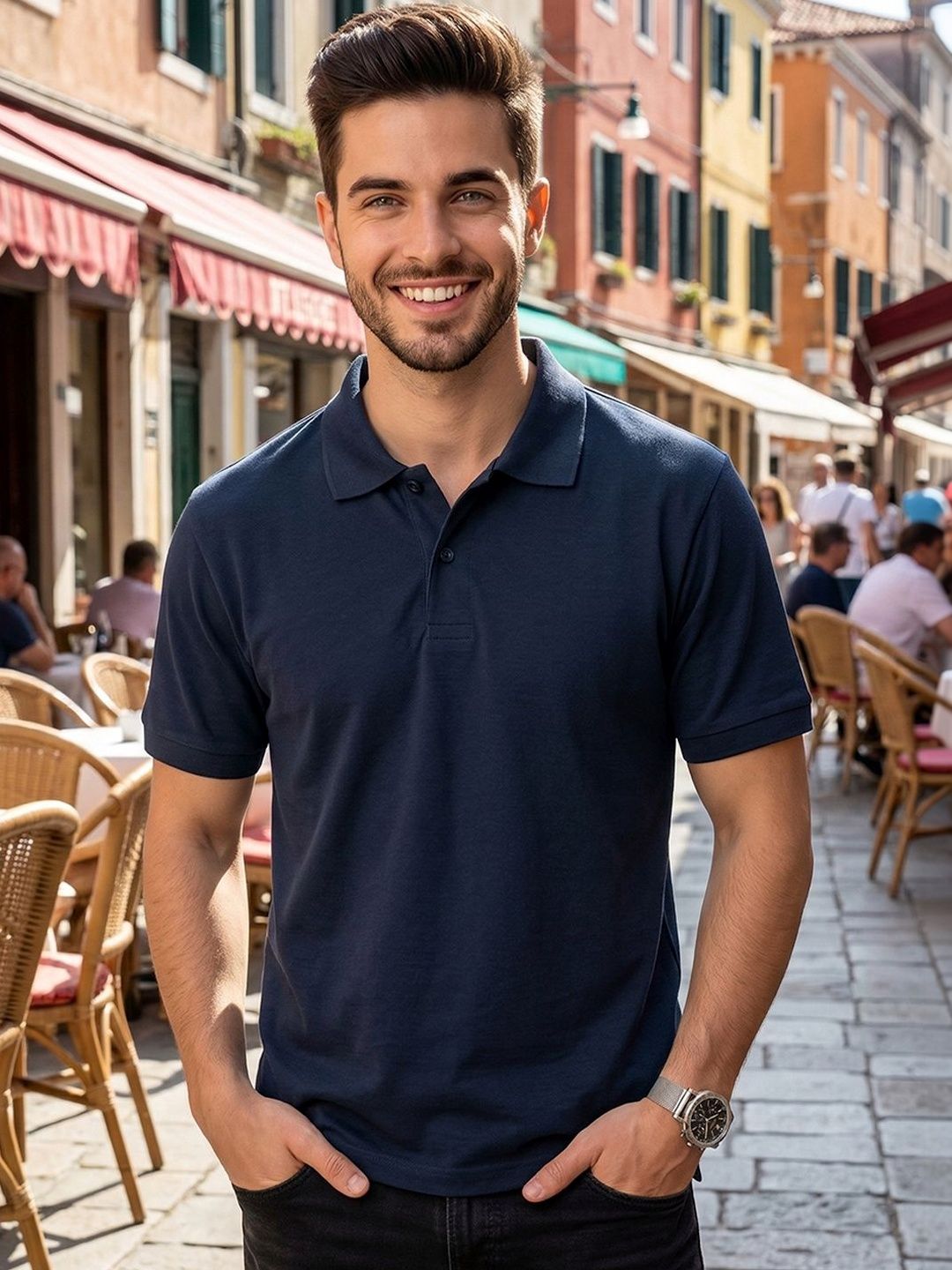 ALWAYS SHINE Men Polo Collar T-shirt