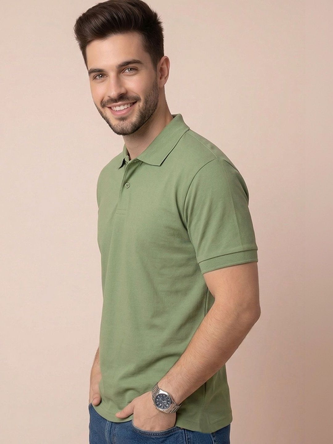 ALWAYS SHINE Men Polo Collar T-shirt