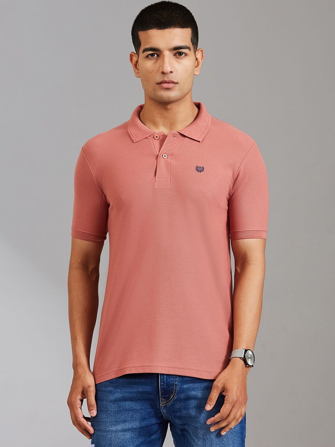 Duke Men Brand Logo Polo Collar Slim Fit T-shirt