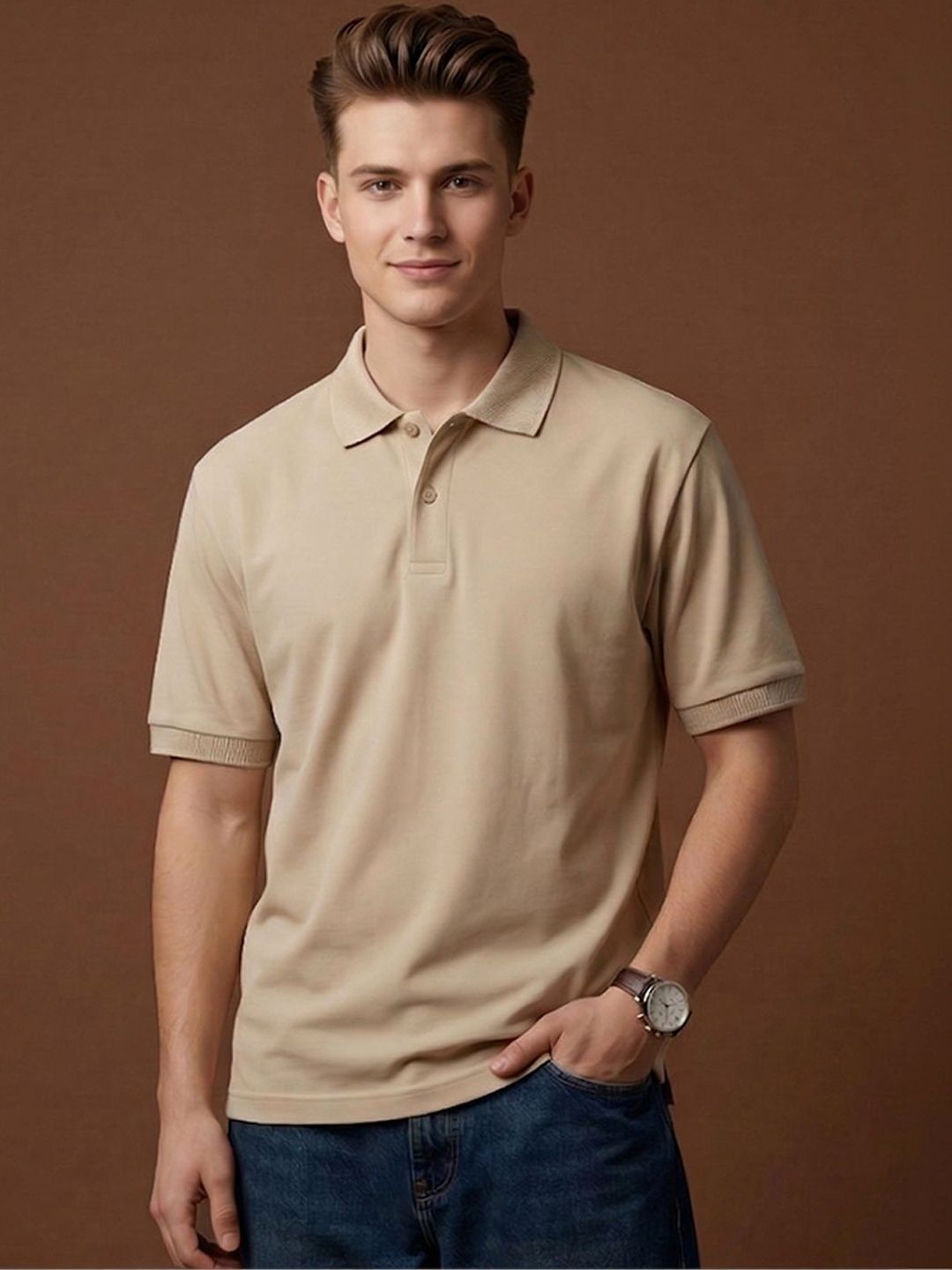 ALWAYS SHINE Men Polo Collar T-shirt