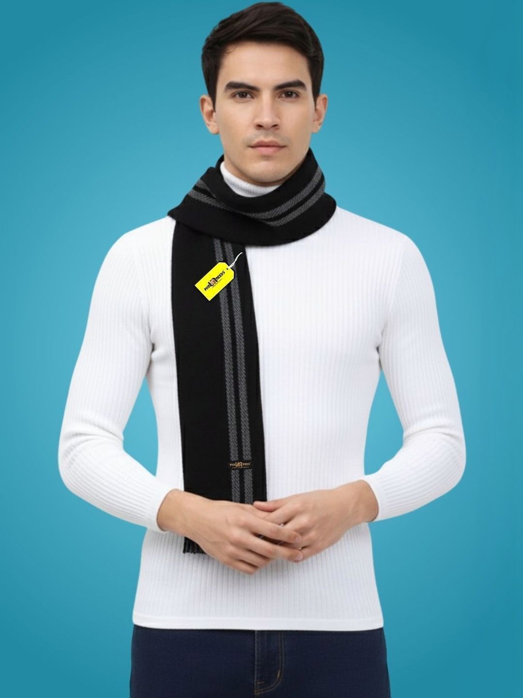 Pick Ur Needs Men Striped Merino Wool Mufflers