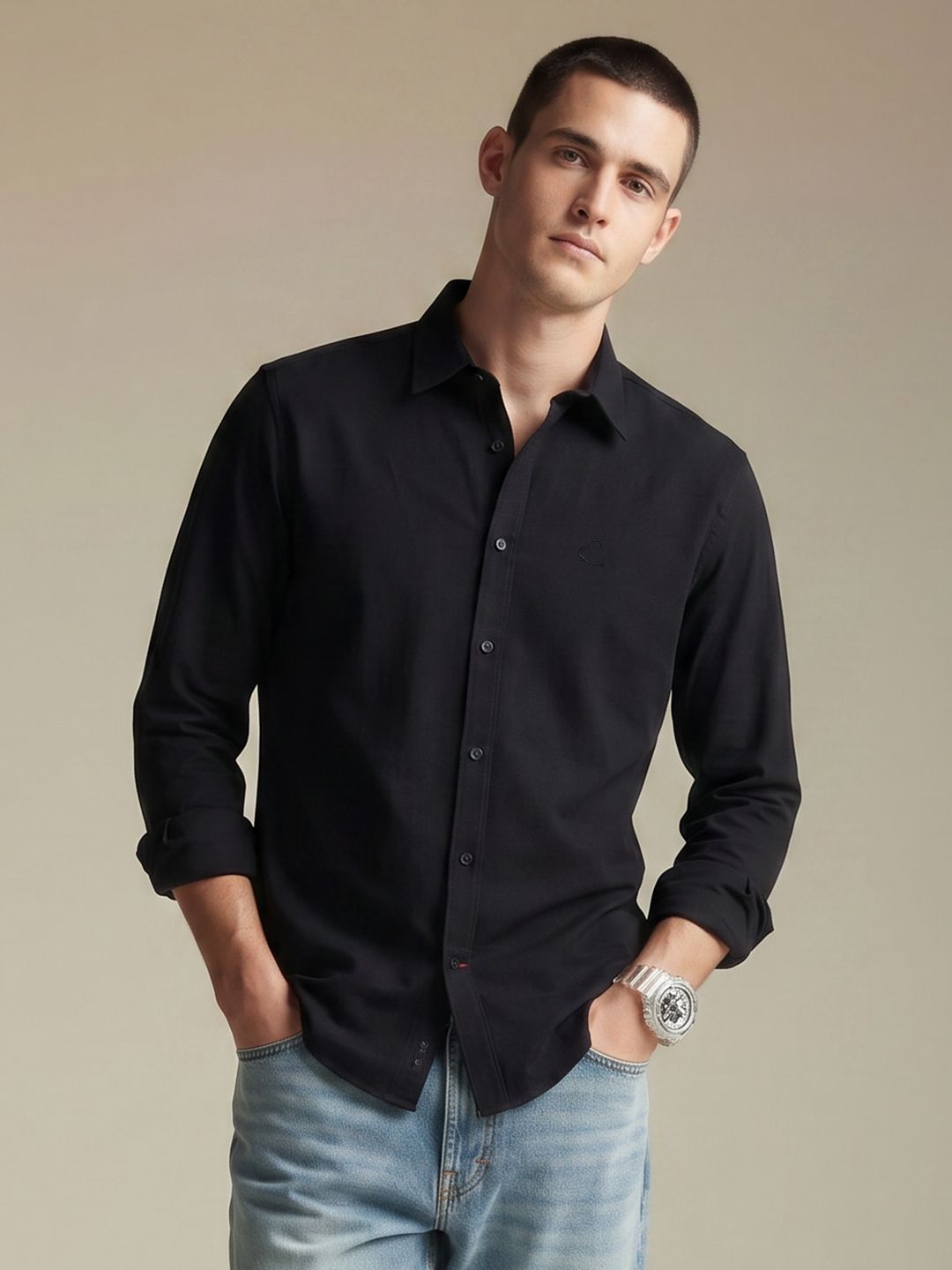 Being Human Spread Collar Pure Cotton Casual Shirt