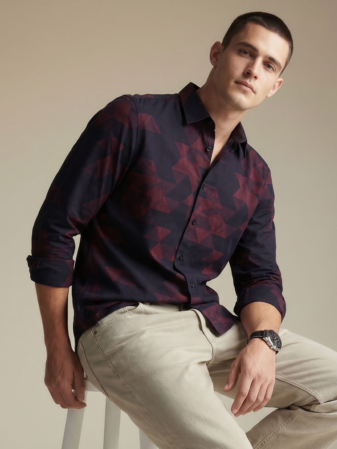 Being Human Abstract Printed Pure Cotton Casual Shirt