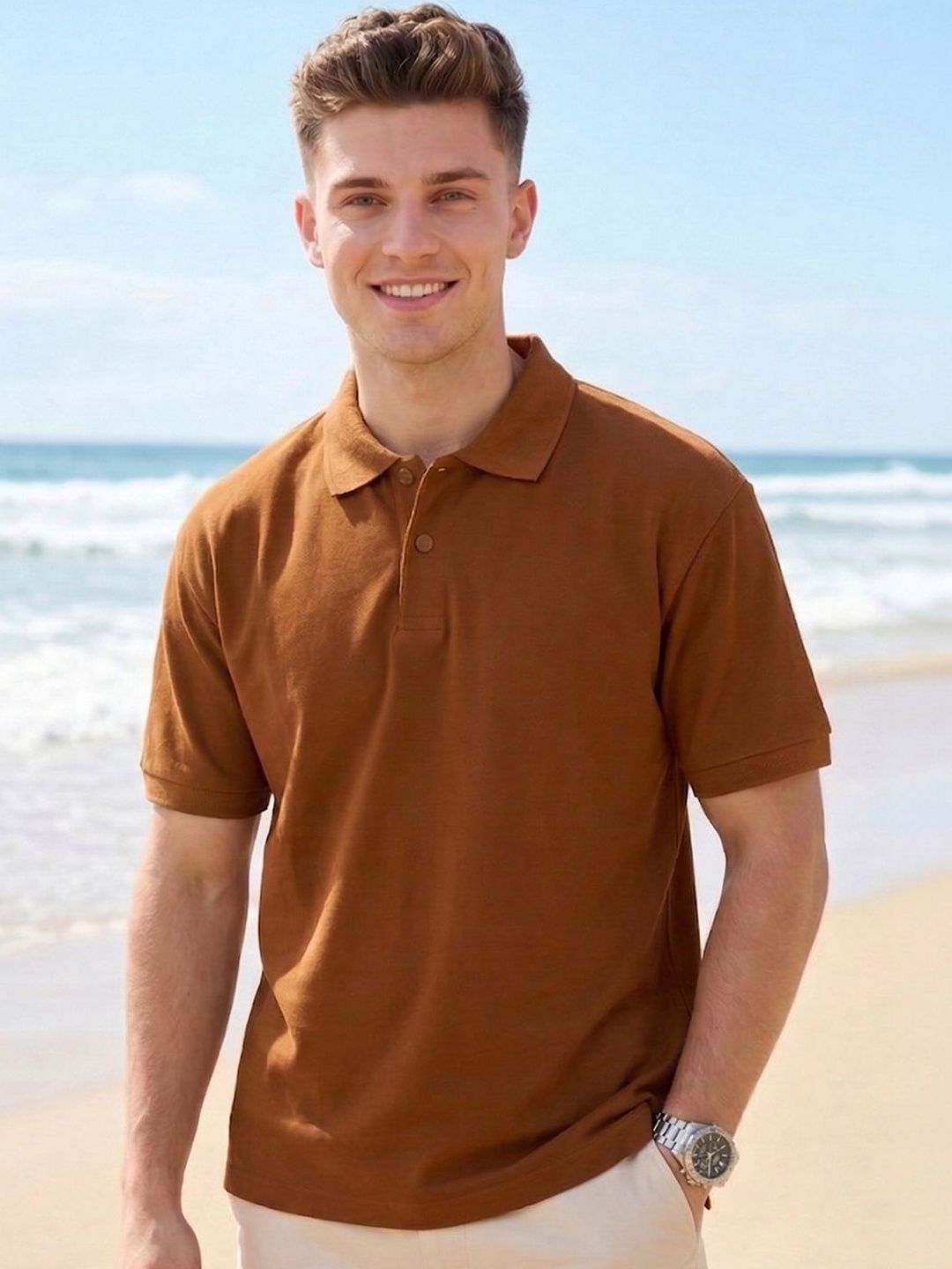 ALWAYS SHINE Men Polo Collar T-shirt