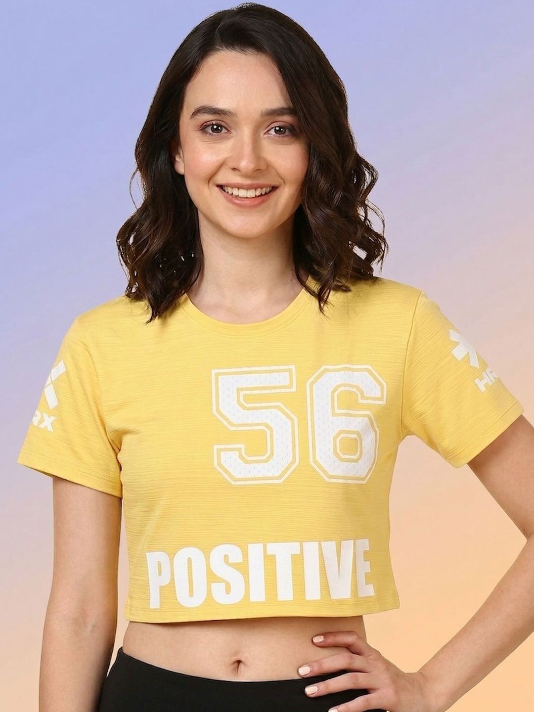 HRX by Hrithik Roshan HRX by Hrithik Roshan Typography Printed Round Neck Crop Top