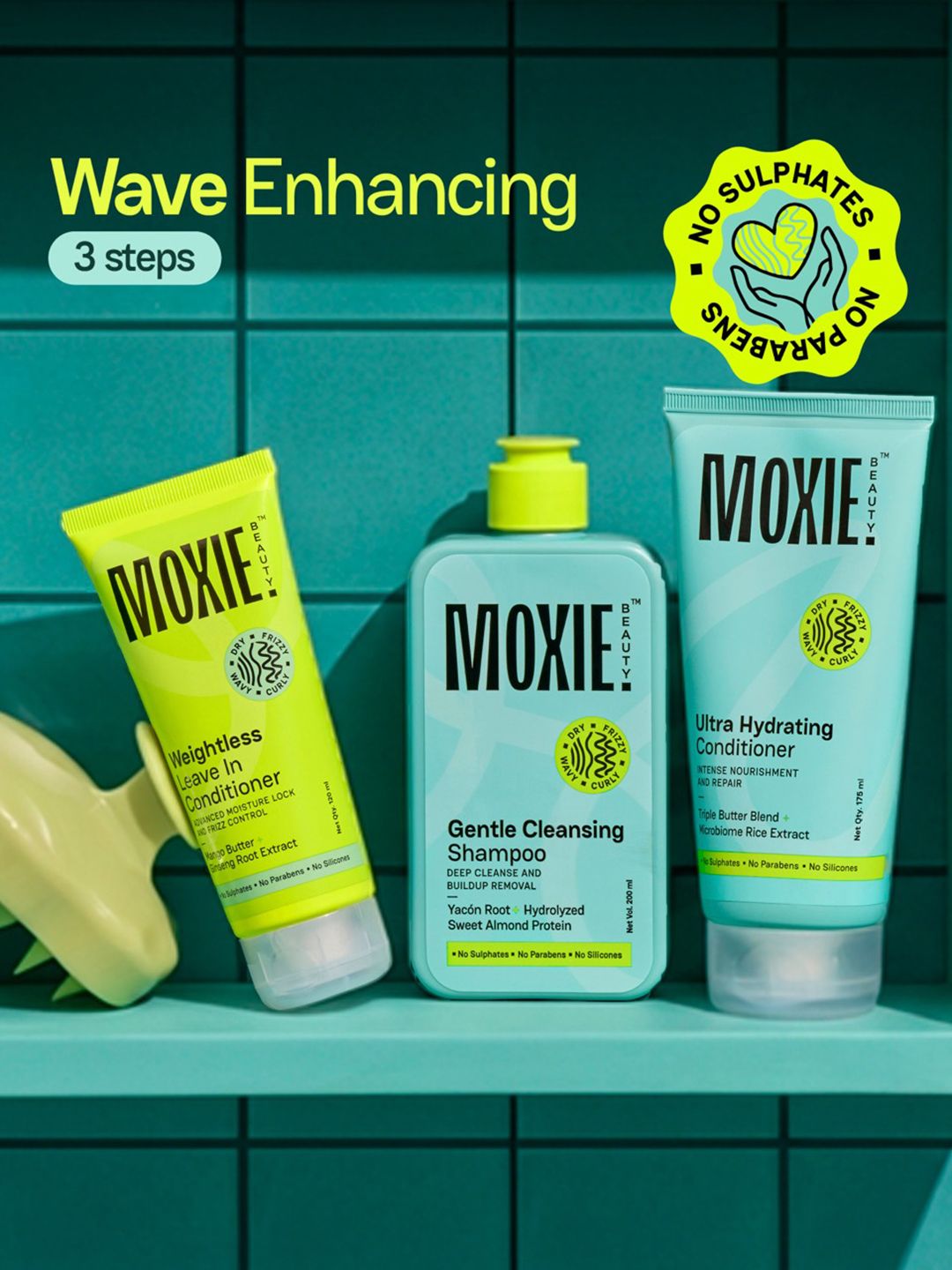 Just-The-Essentials Wavy Trio MOXIE BEAUTY Just-The-Essentials Wavy Hair Trio - Shampoo + Conditioner + Leave-in