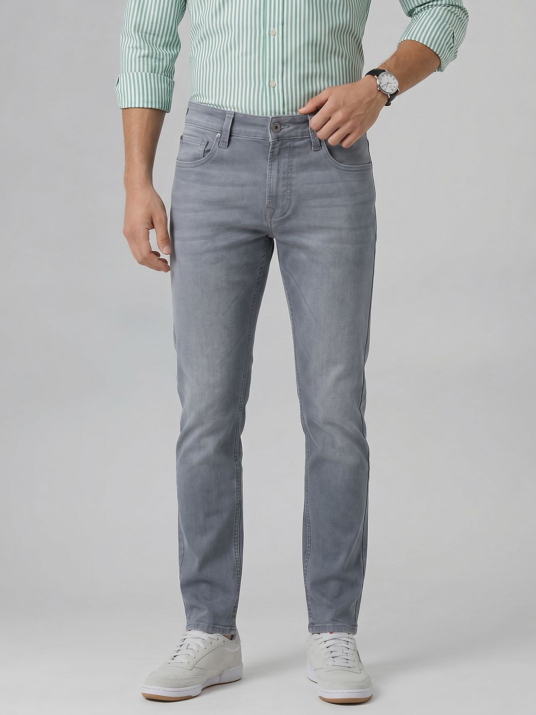 SPYKAR Spykar Men Ricardo Mid Rise Straight Fit Grey Jeans