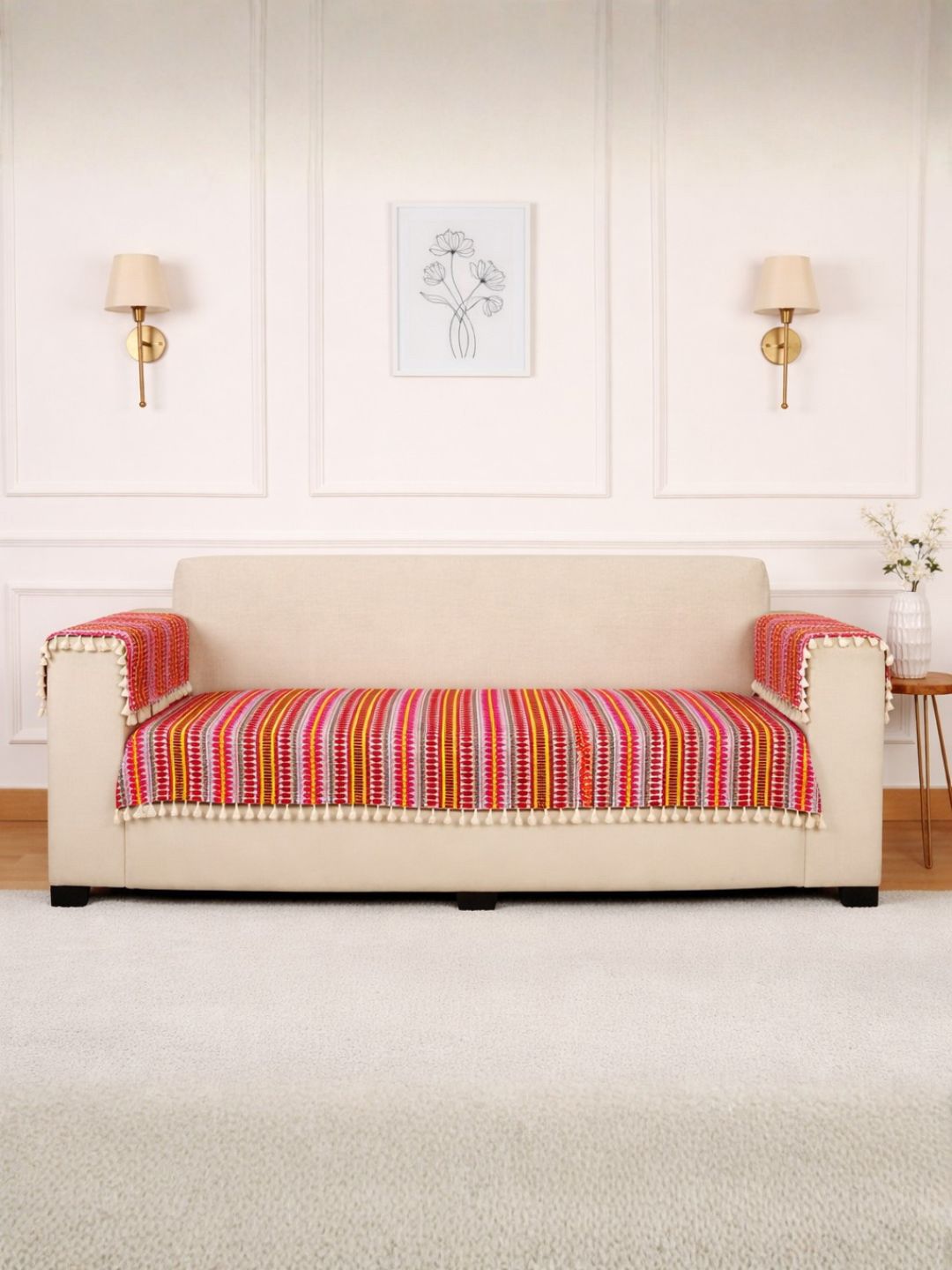 STITCHNEST STITCHNEST Eco friendly & no colour fading Jacquard Washable 2 Seater Sofa Cover-46x30In