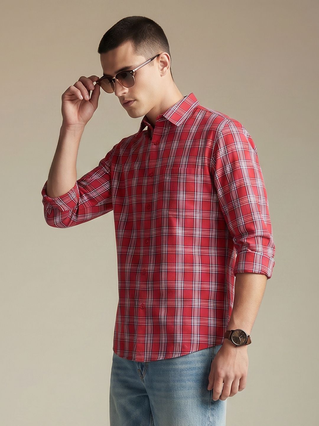 Being Human Checked Pure Cotton Casual Shirt