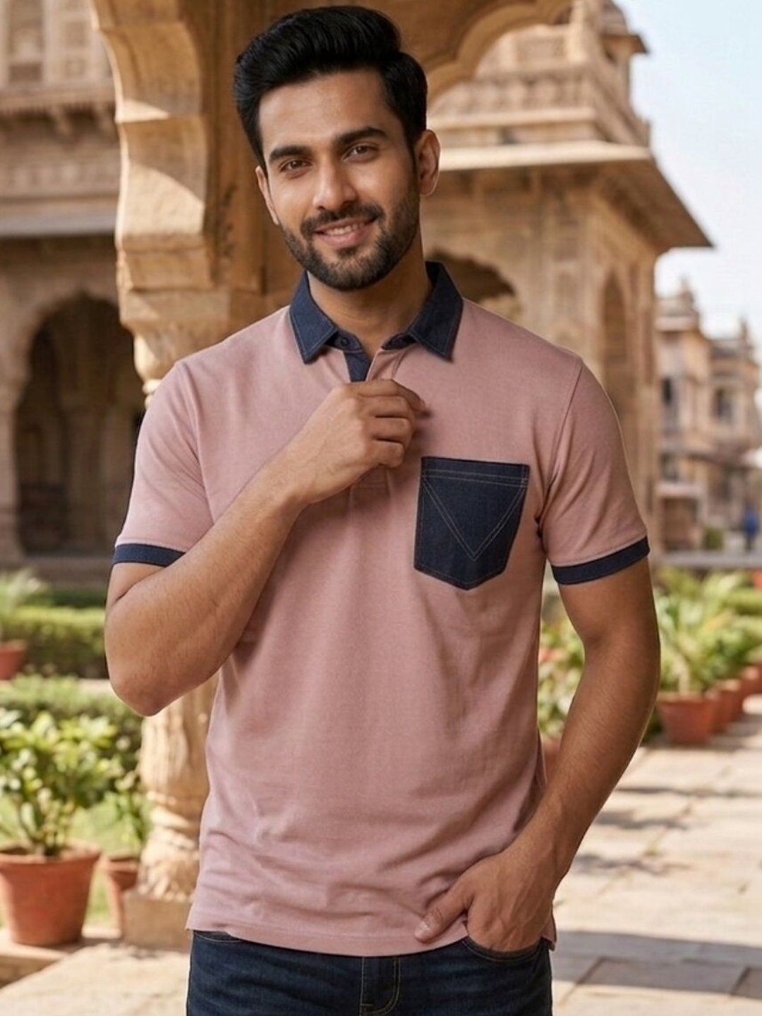 PYRO SPIRIT Men Polo Collar Pockets T-shirt