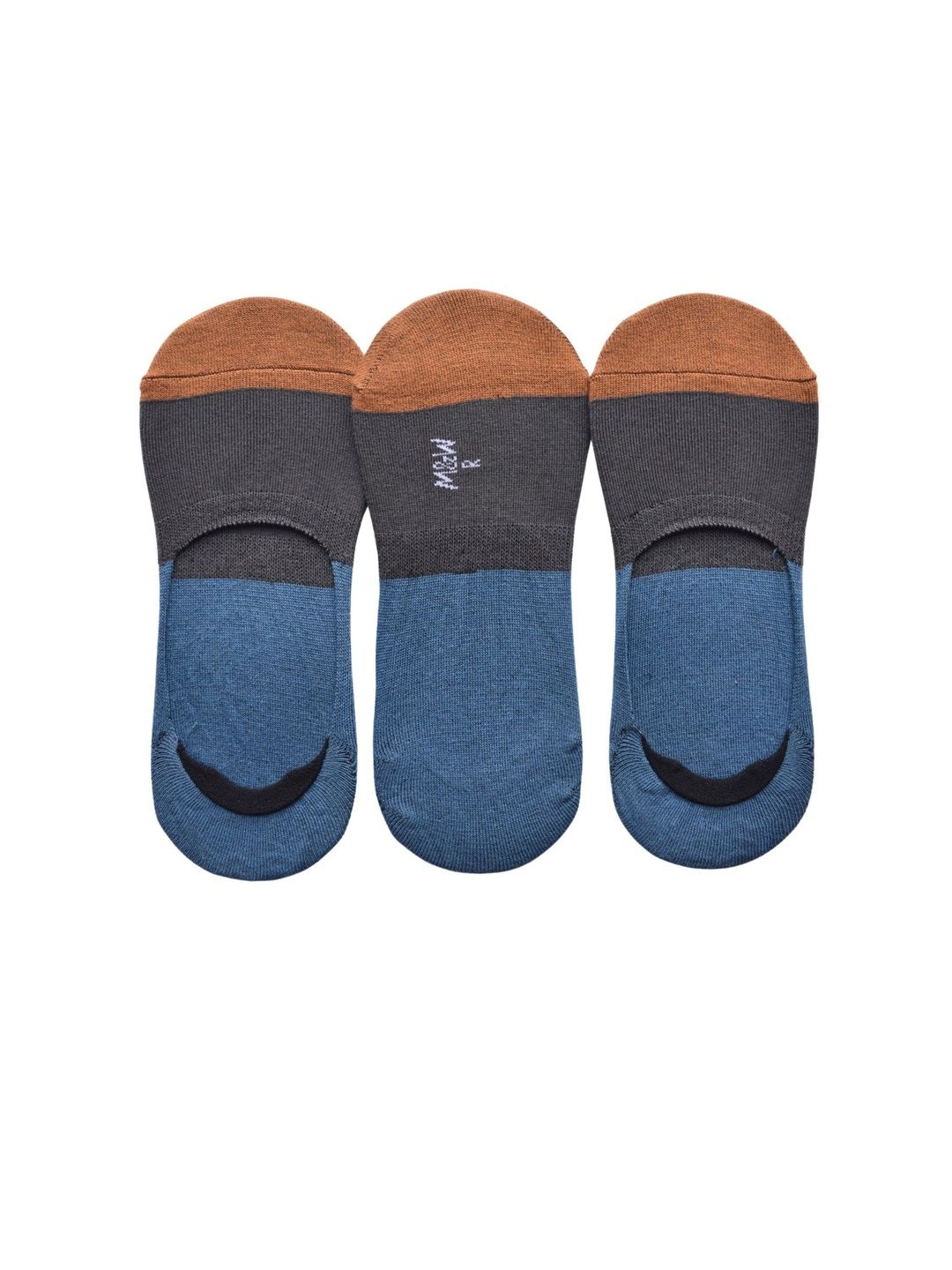 Milk&Whisky Men Pack of 3 Cotton Assorted Colourblocked Shoe Liners Socks