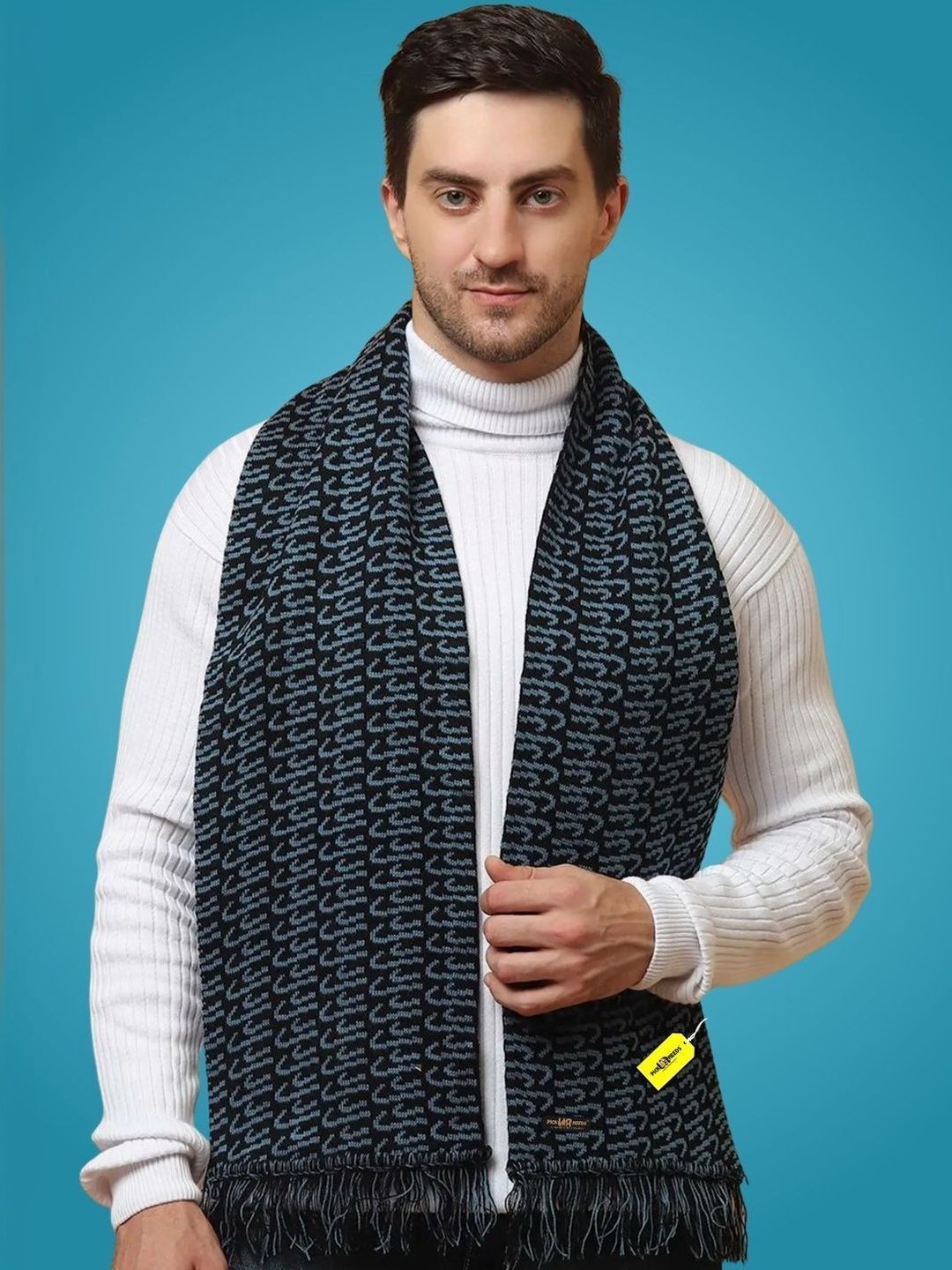 Pick Ur Needs Men Patterned Merino Wool Mufflers