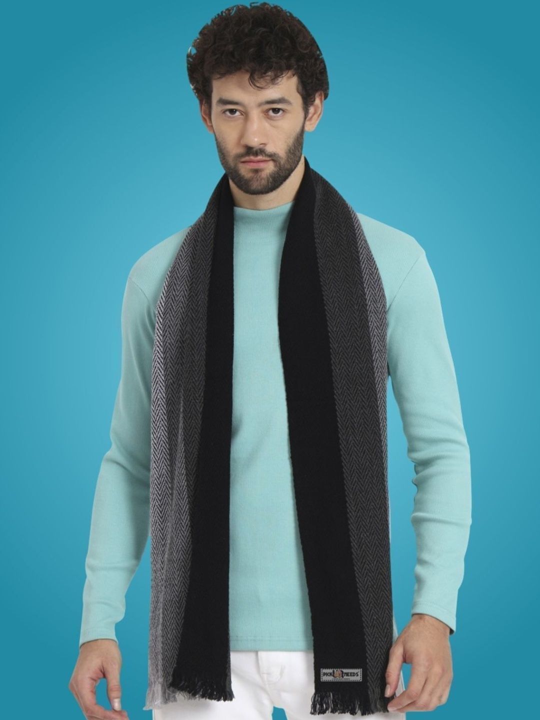 Pick Ur Needs Men Patterned Merino Wool Mufflers