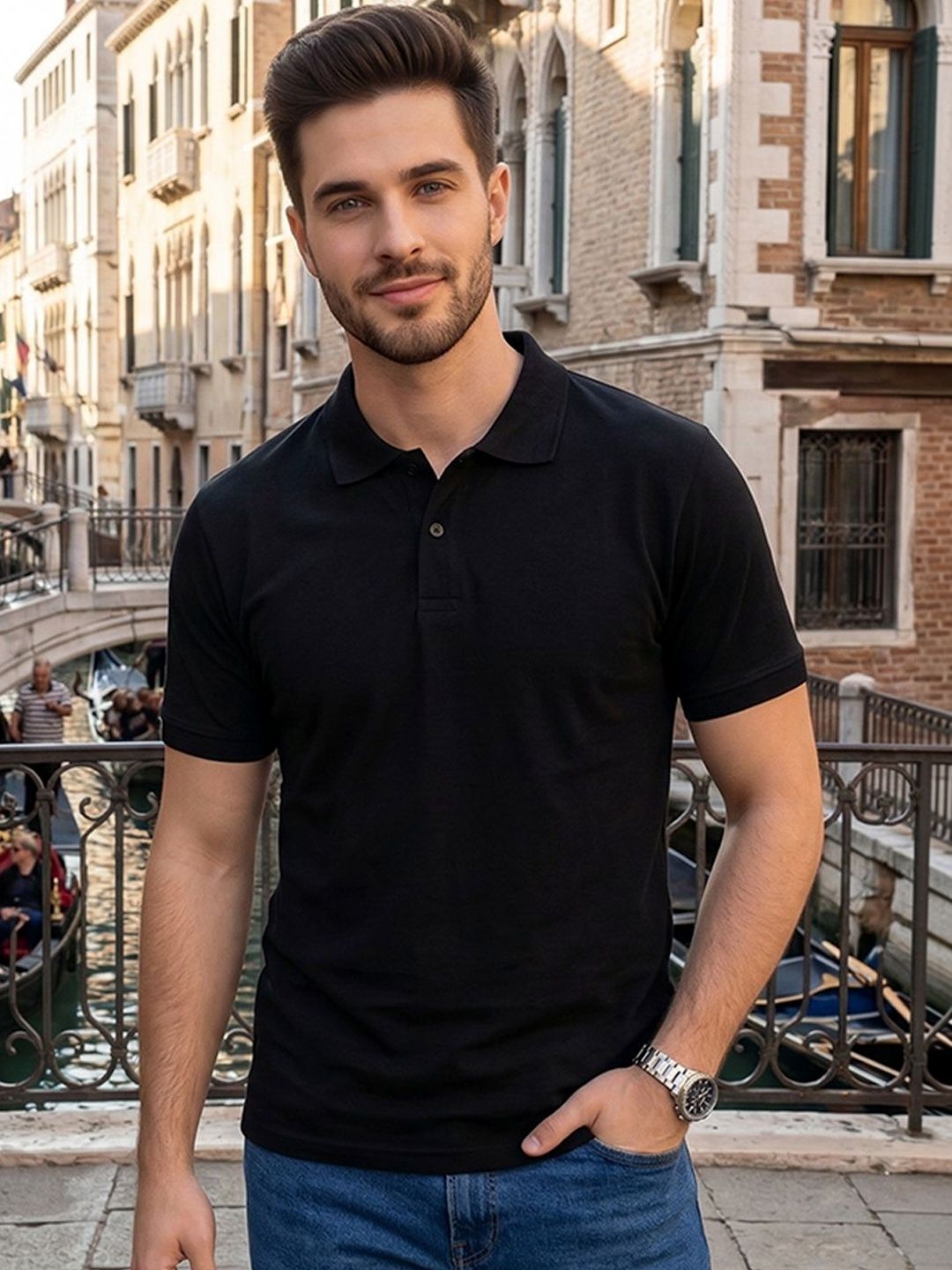 ALWAYS SHINE Men Polo Collar T-shirt
