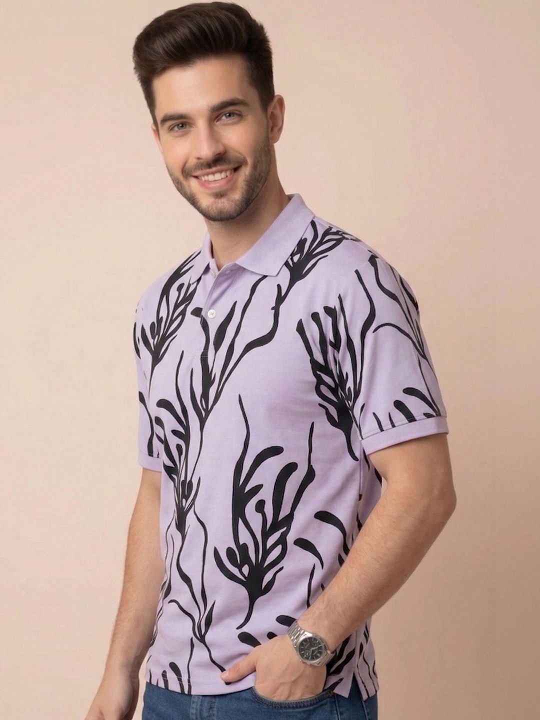 ALWAYS SHINE Men Printed Polo Collar T-shirt