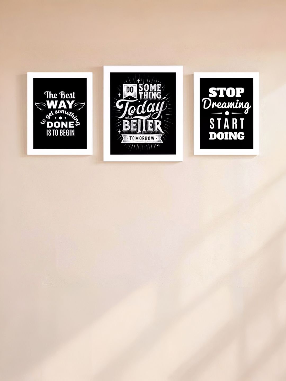 Golden Peacock Golden Peacock Set Of 3 Motivational Quotes Printed Wall Photo Frames