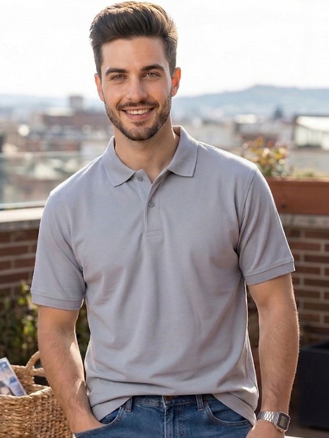 ALWAYS SHINE Men Polo Collar T-shirt