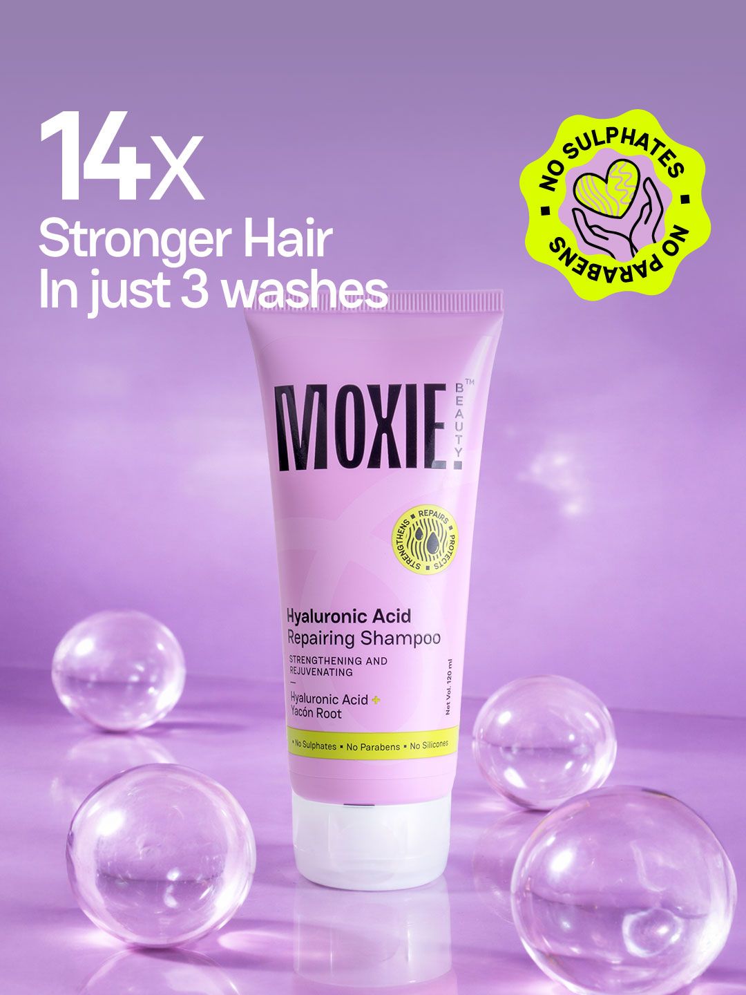 Hyaluronic Acid Repair Shampoo MOXIE BEAUTY Hyaluronic Acid Repairing Shampoo for Dry & Damaged Hair - 120 ml