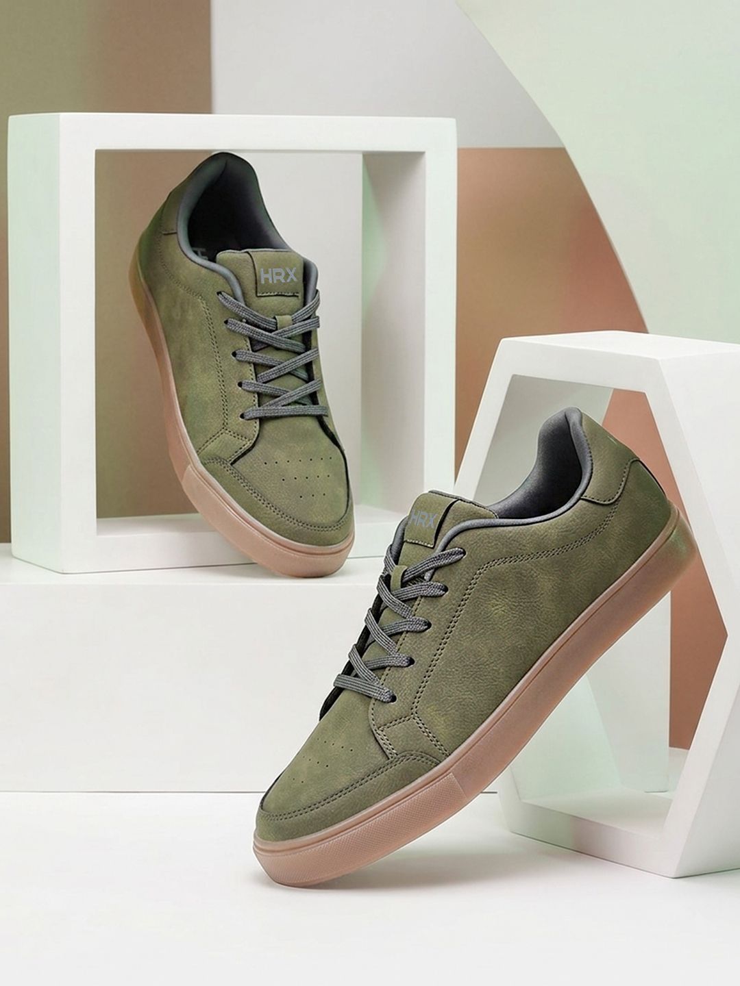 HRX by Hrithik Roshan HRX by Hrithik Roshan Men Olive Suede Finish Regular Sneakers