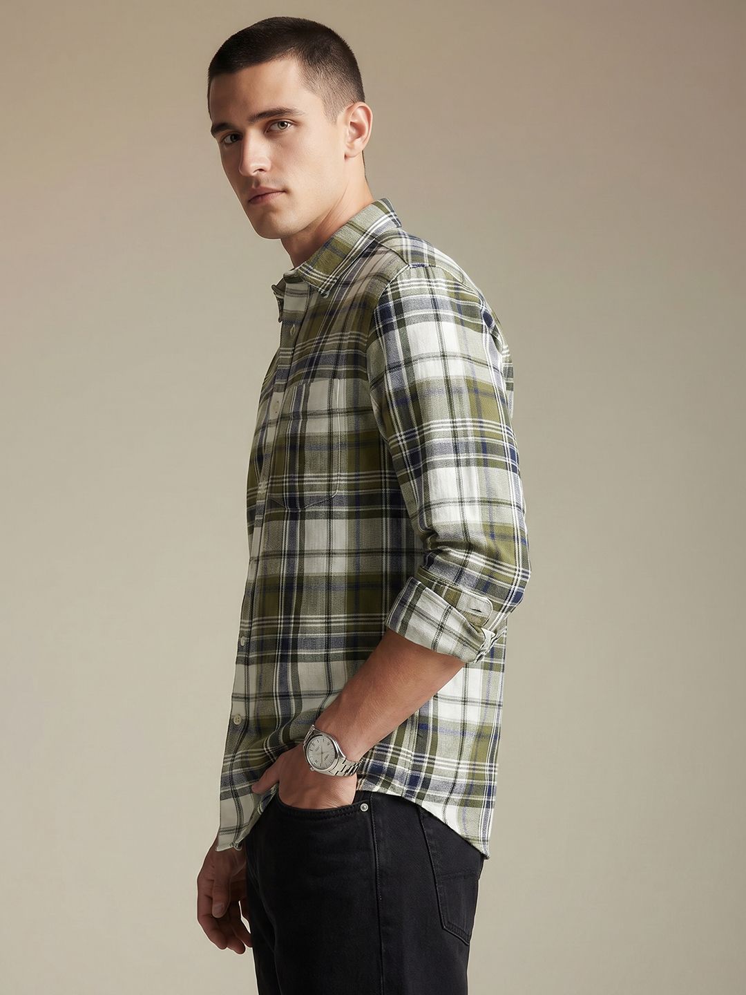Being Human Checked Pure Cotton Casual Shirt