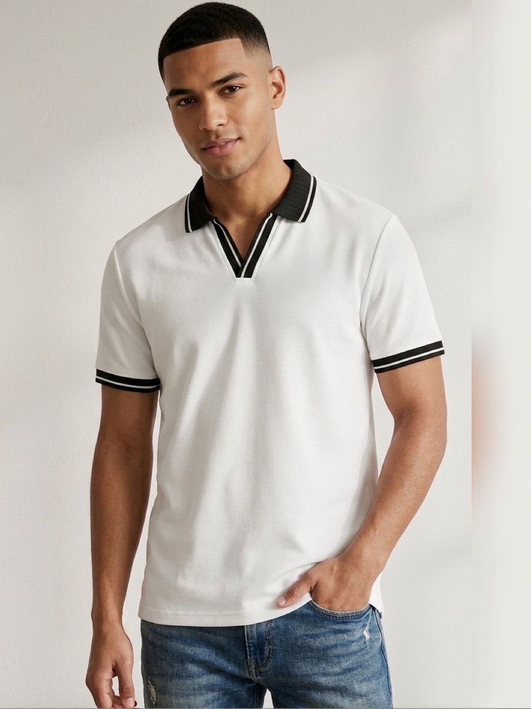 STEVE STATUS Men Polo Collar T-shirt